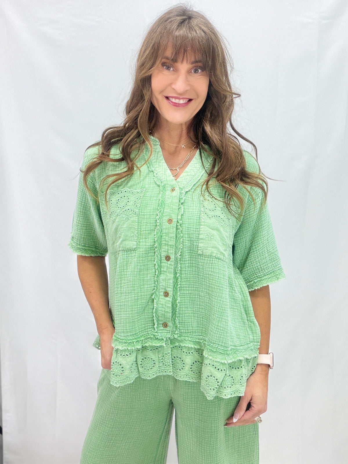 Calming Myself Button Down Top In 3 Colors