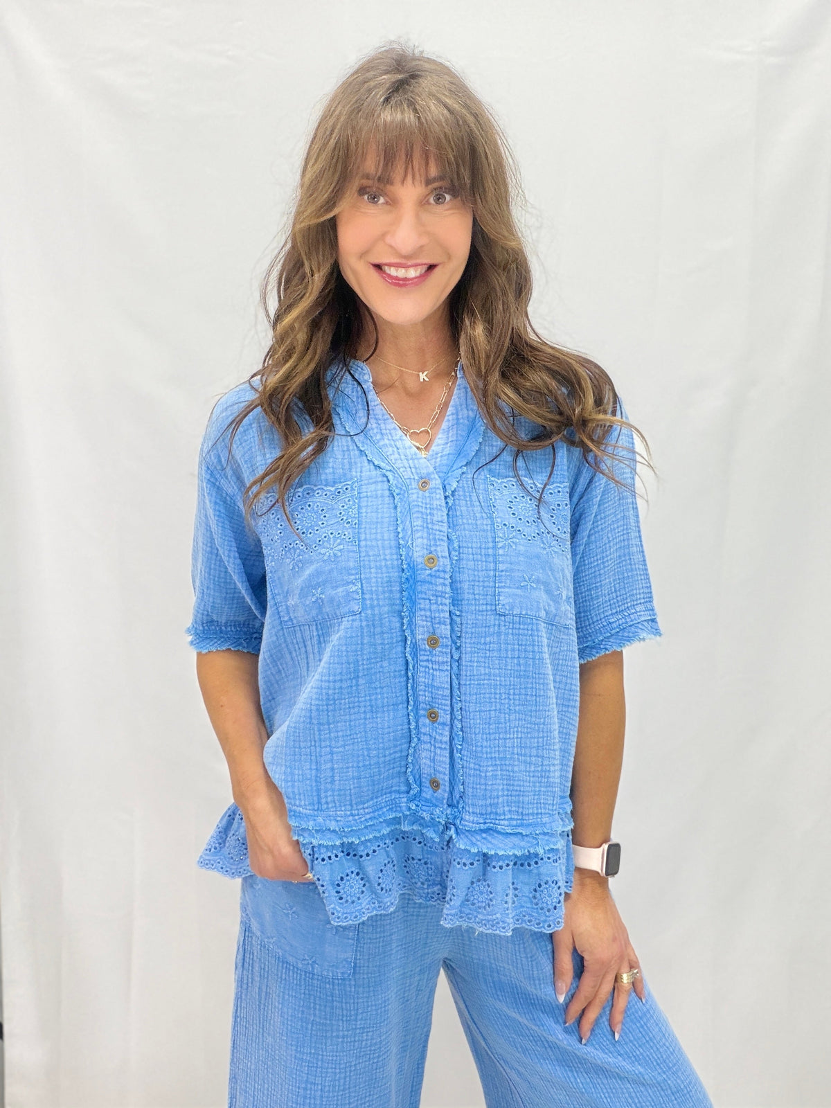 Calming Myself Button Down Top In 3 Colors