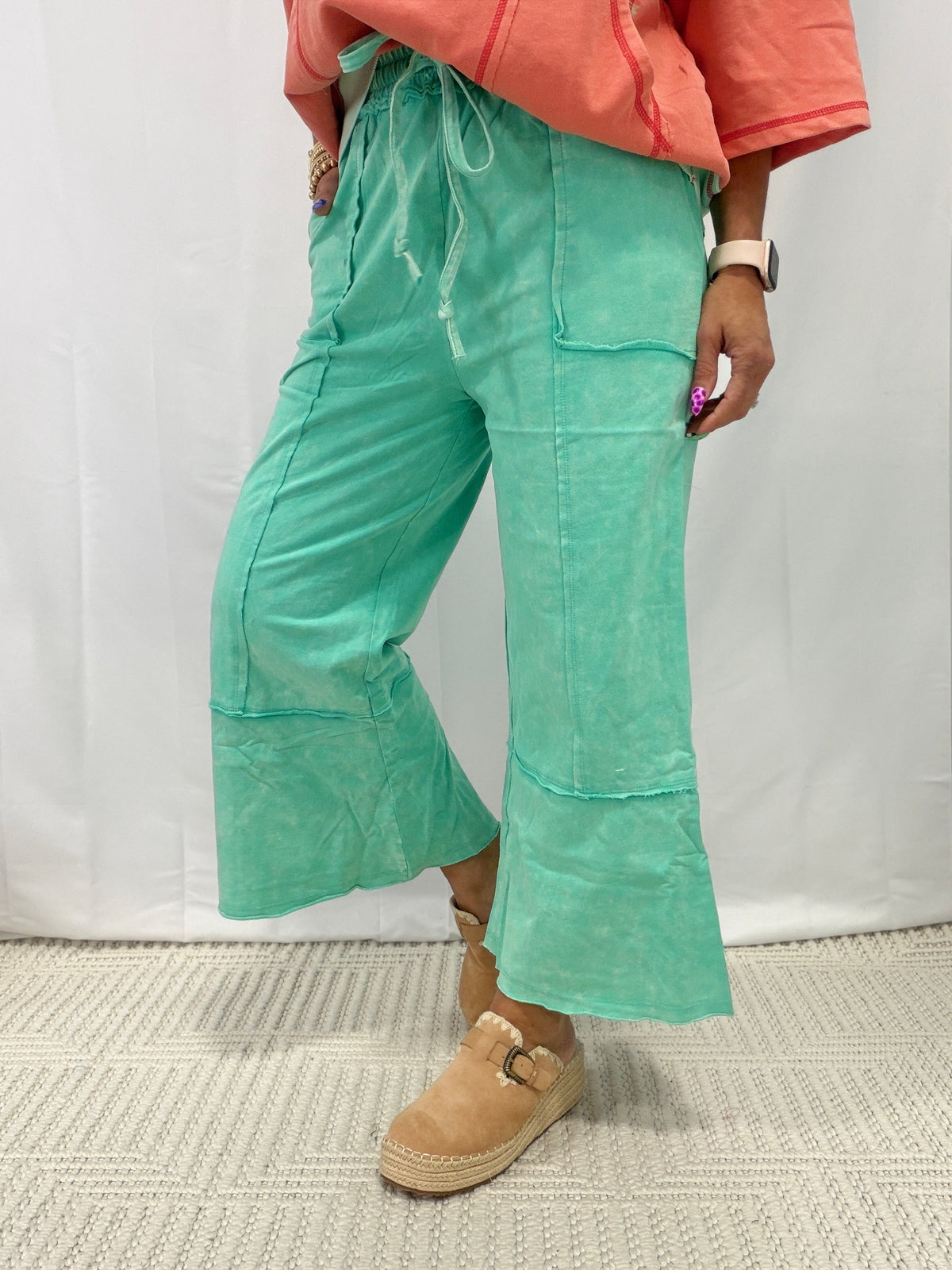 Going All Out Terry Knit Pants In 2 Colors