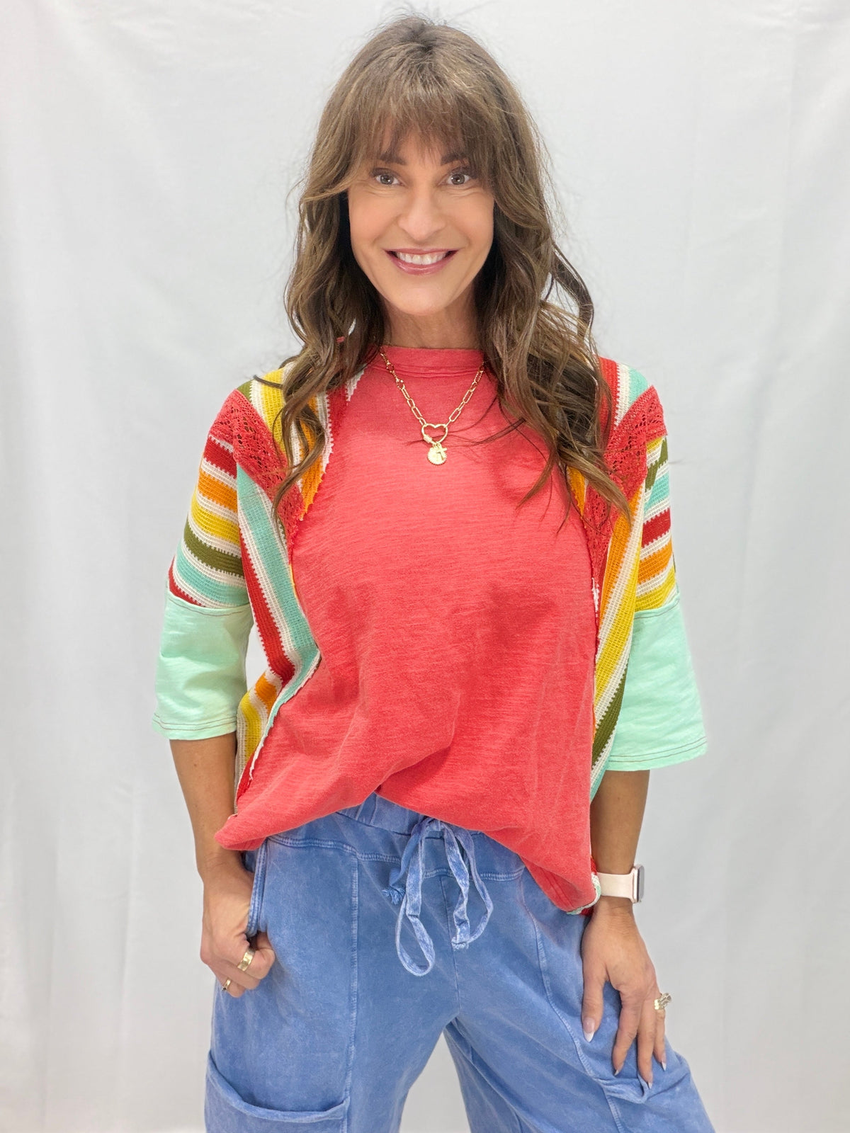Sunset Serape Contrast Top in 2 Colors