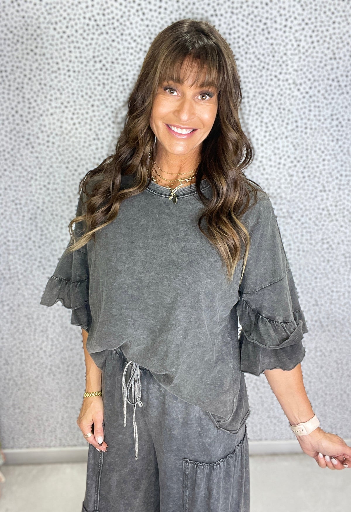Breeze Ruffle Mineral Wash Top in 3 Colors