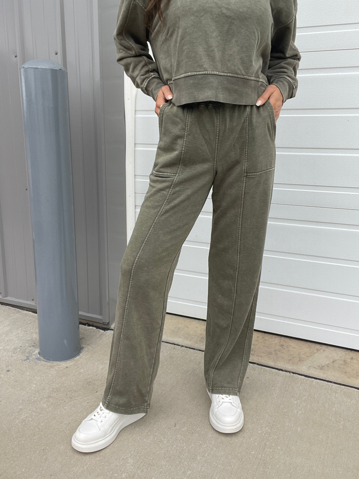A Million Reasons Why Comfy Knit Full Length  Straight Leg Pants In 6 Colors: Olive, Black, Mocha, Blue, Rose, Wine *Final Sale*