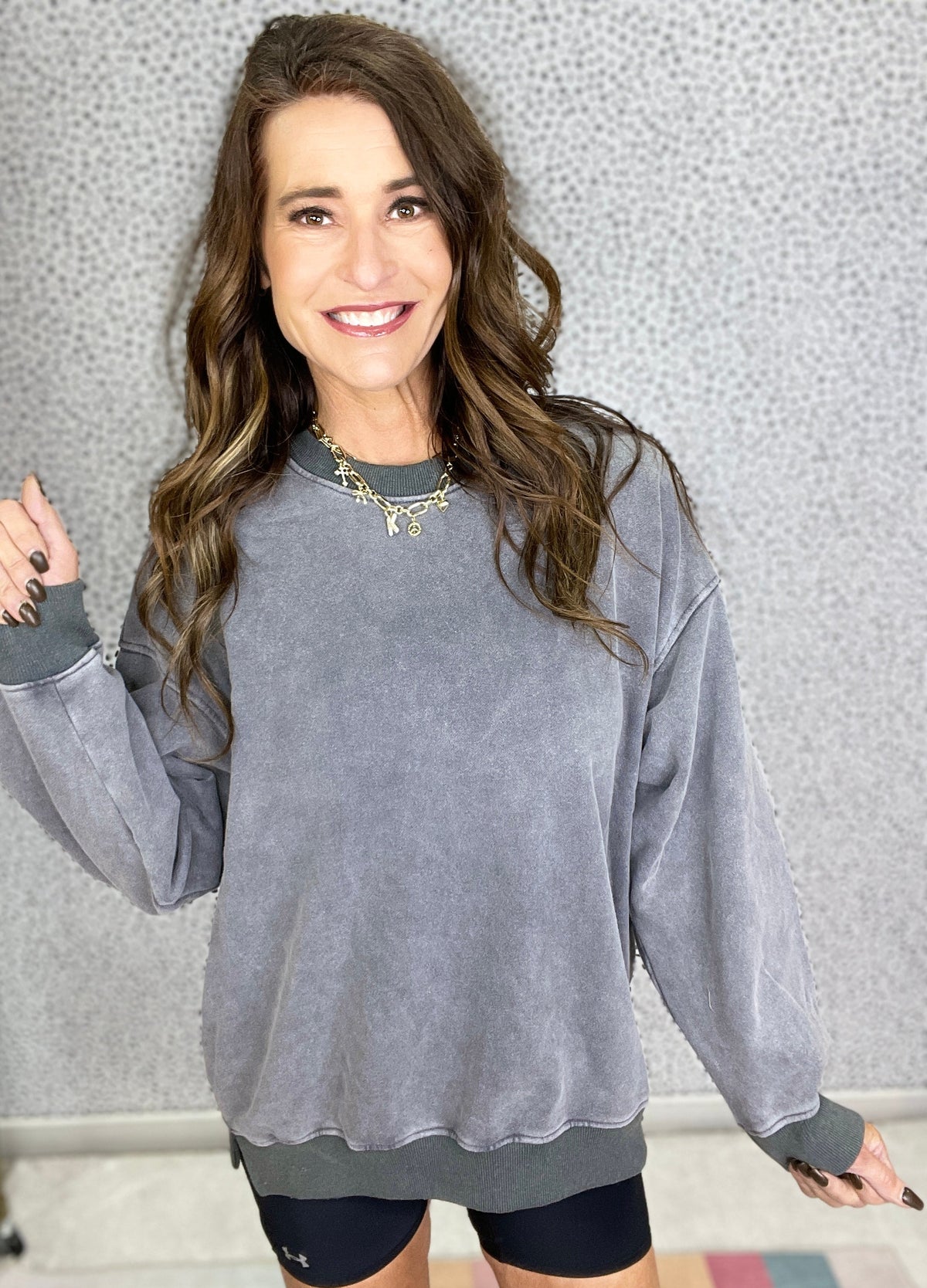POL Simple Comfort Round Neck Long Sleeve Terry Knit Pullover Top In 3 Colors *Final Sale*