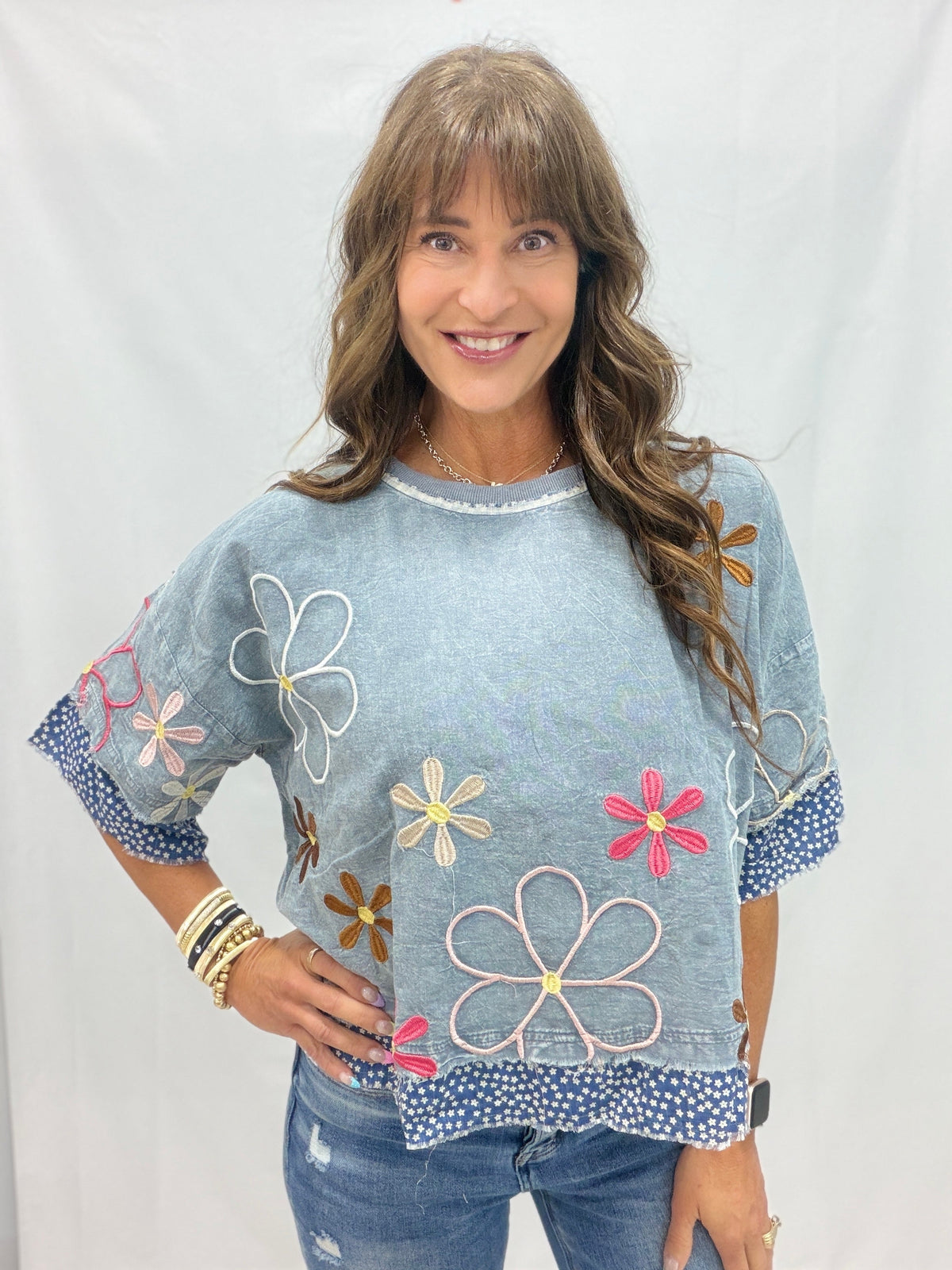 Oli & Hali Cozy Haven Embroidery Top In 2 Colors