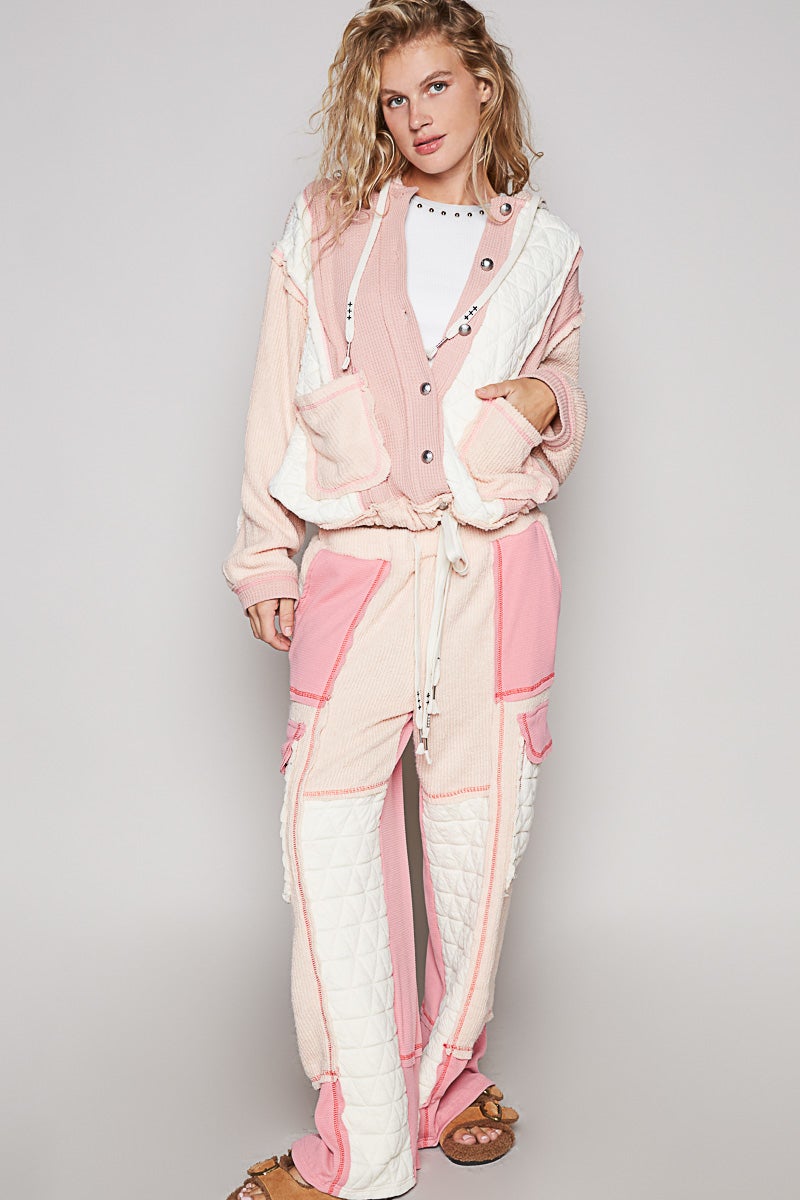 POL See It Through Relaxed Fit Rib And Quilted Pants In 3 Colors *Final Sale*