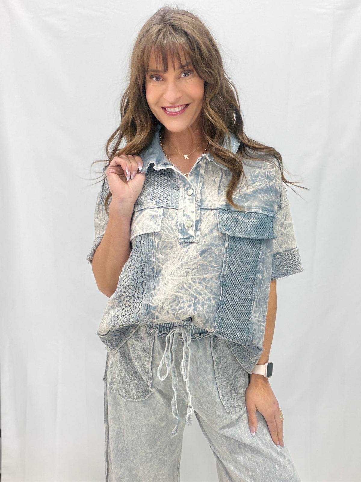 Wanderlust Weave Lace Mesh Button Top In 3 Colors