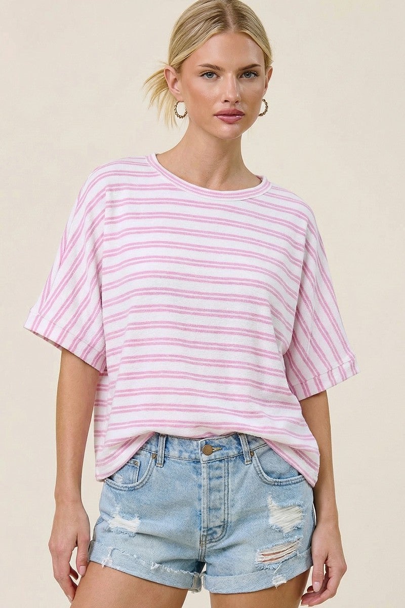 Pre-Order Striped Terry Cloth Top In 2 Colors *Final Sale*