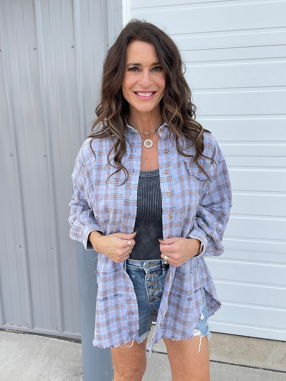 Soul Sister Mineral Washed Plaid Top In 4 Colors