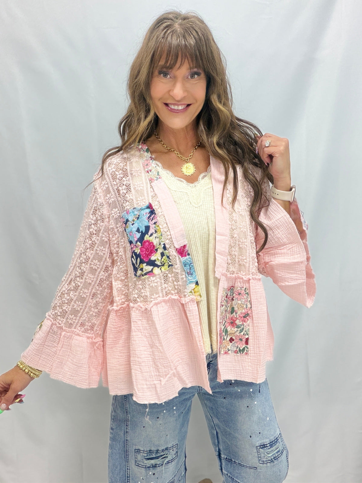 POL Bringing Sun Stretch Lace Cardigan In 3 Colors