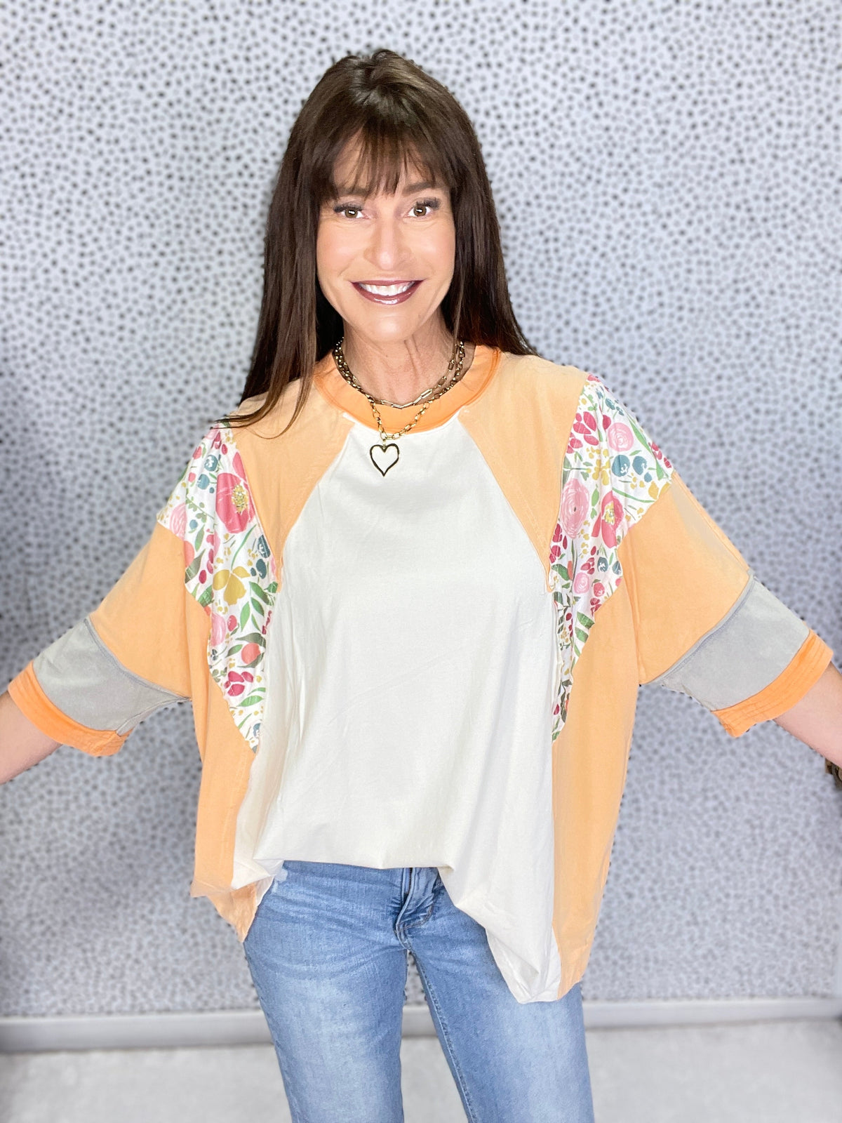 Blooming Burst Contrast Sleeves Raglan Top In 2 Colors *Final Sale*