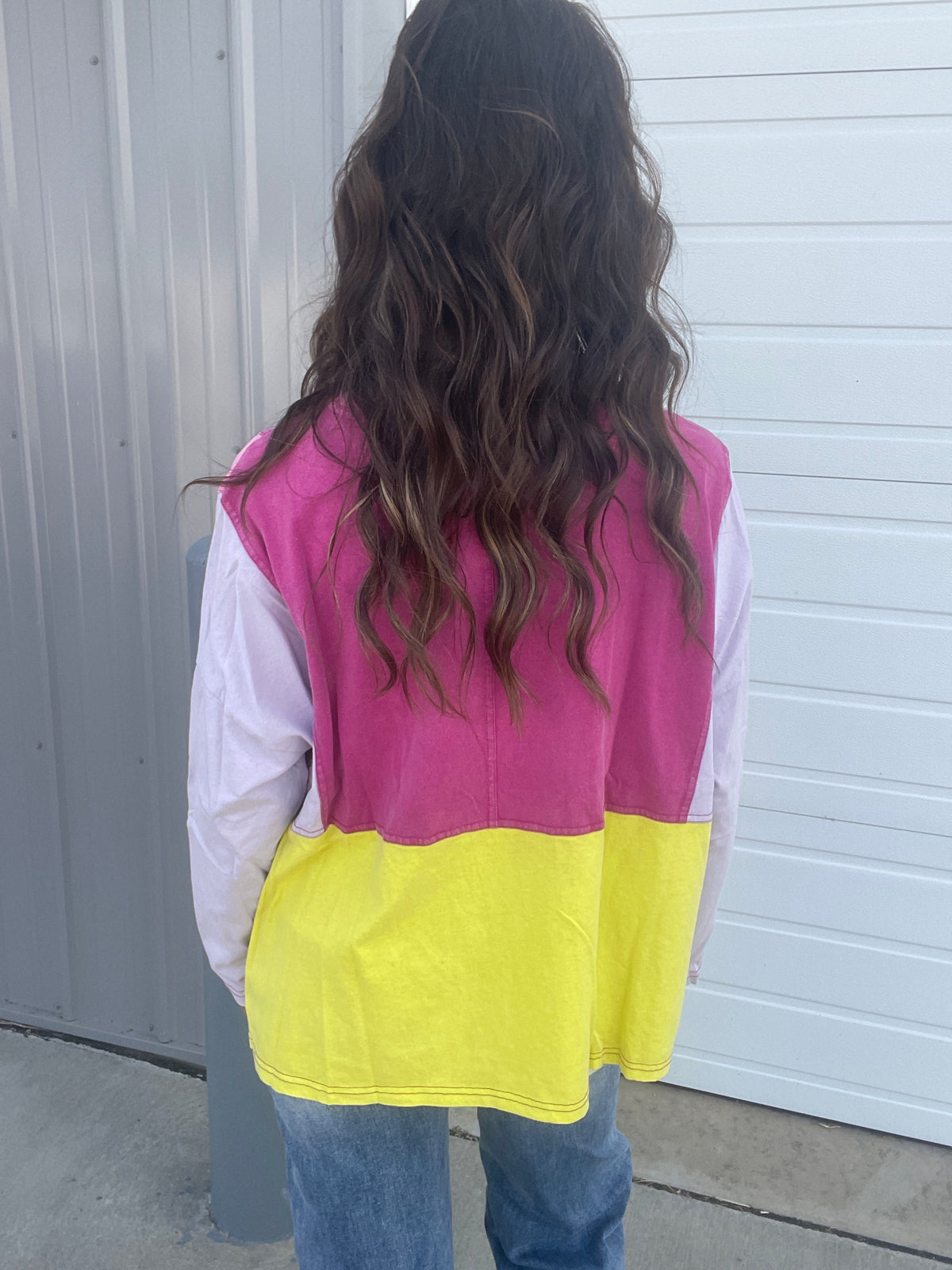Splash of Color Cotton Crewneck Pullover In 2 Colors: Magenta, Mocha *Final Sale*