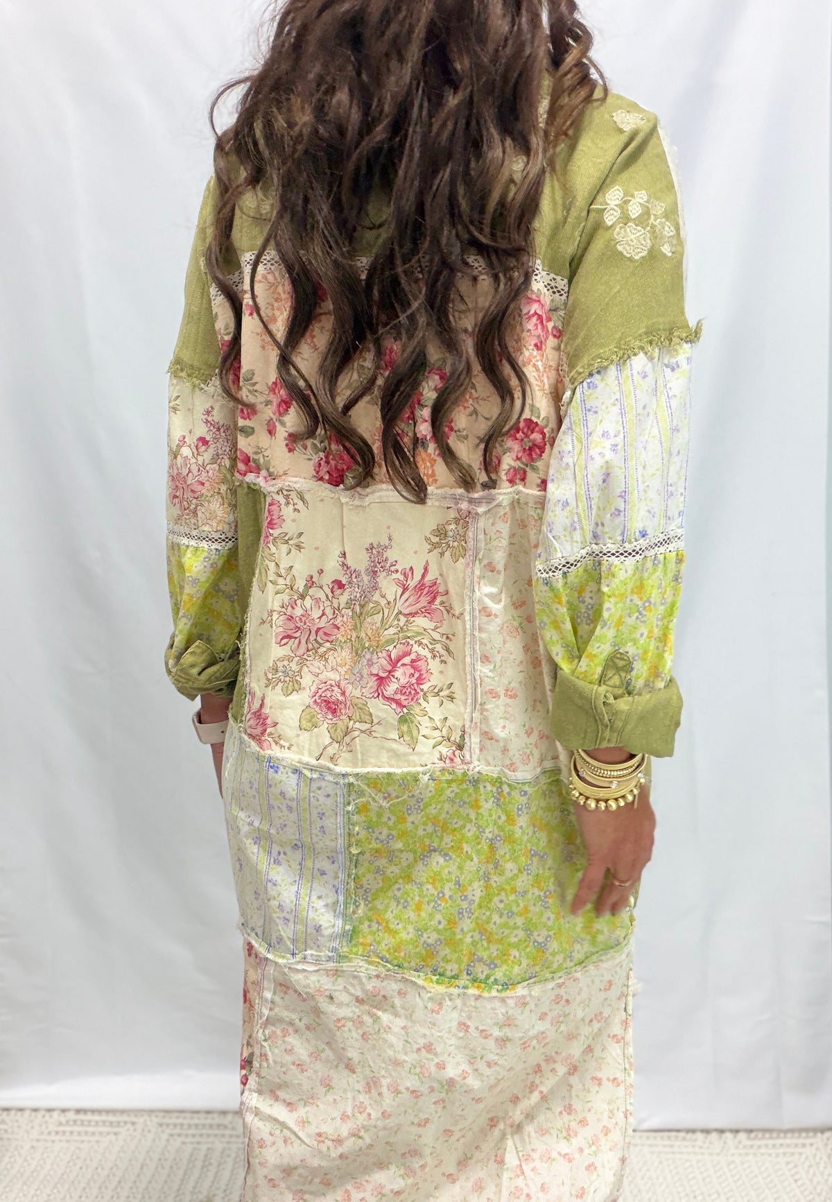 Oli & Hali Look My Way Multi Print Long Top Dress  In Olive