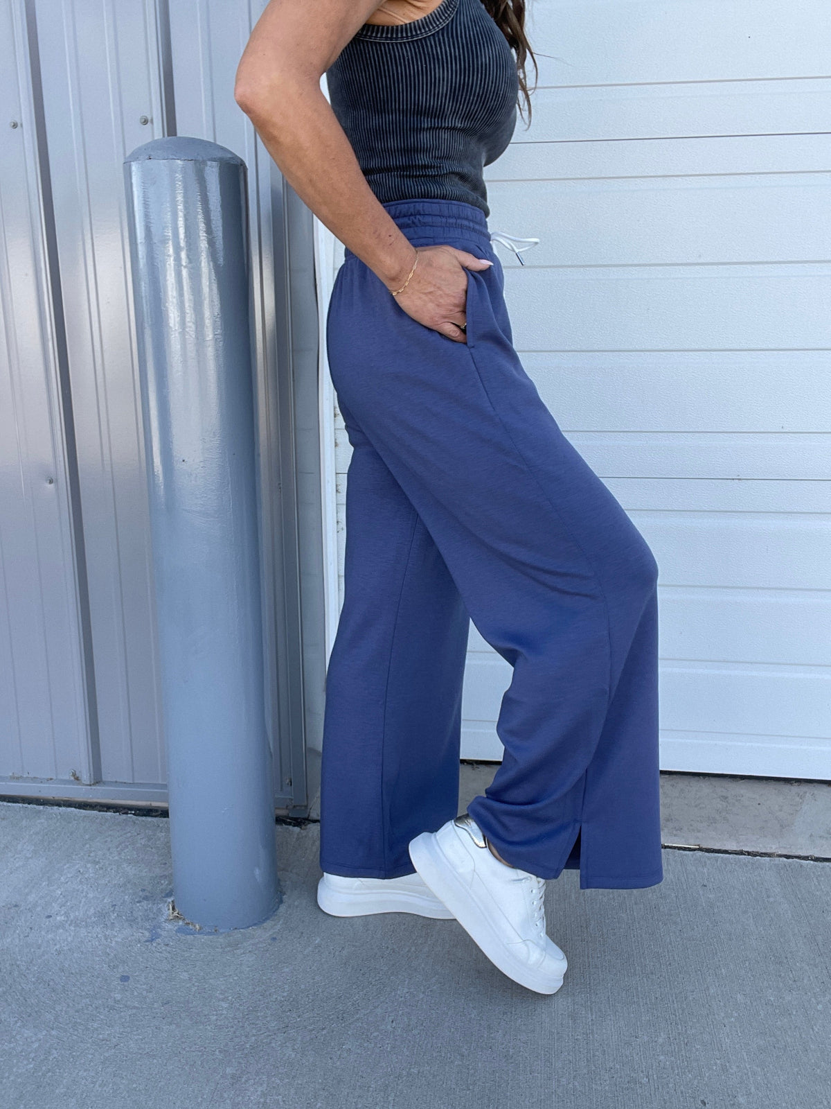 On Top Of It Scuba Drawstring Pants In 4 Colors: Black, Indigo, Beige, Blue Grey *Final Sale*