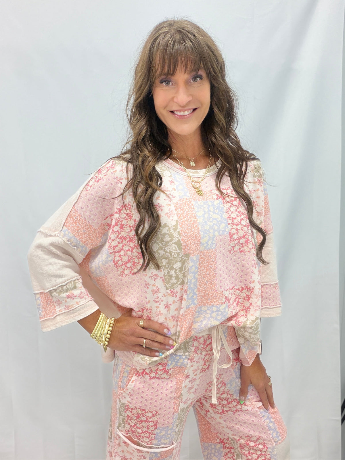 Wildflower Wander Patchwork Mineral Washed Top In 2 Colors