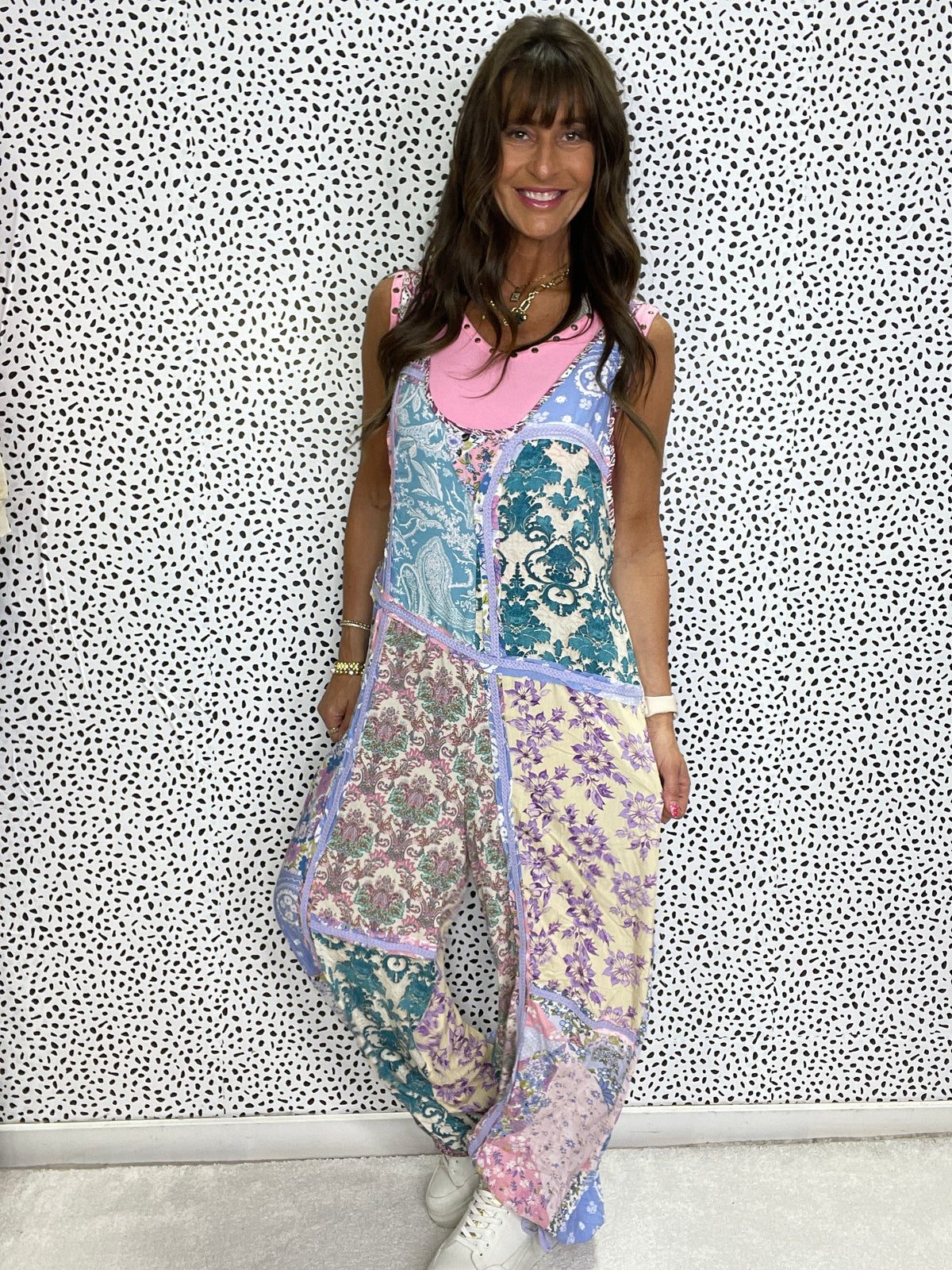 Multi Contrast Wide Leg Jumpsuit