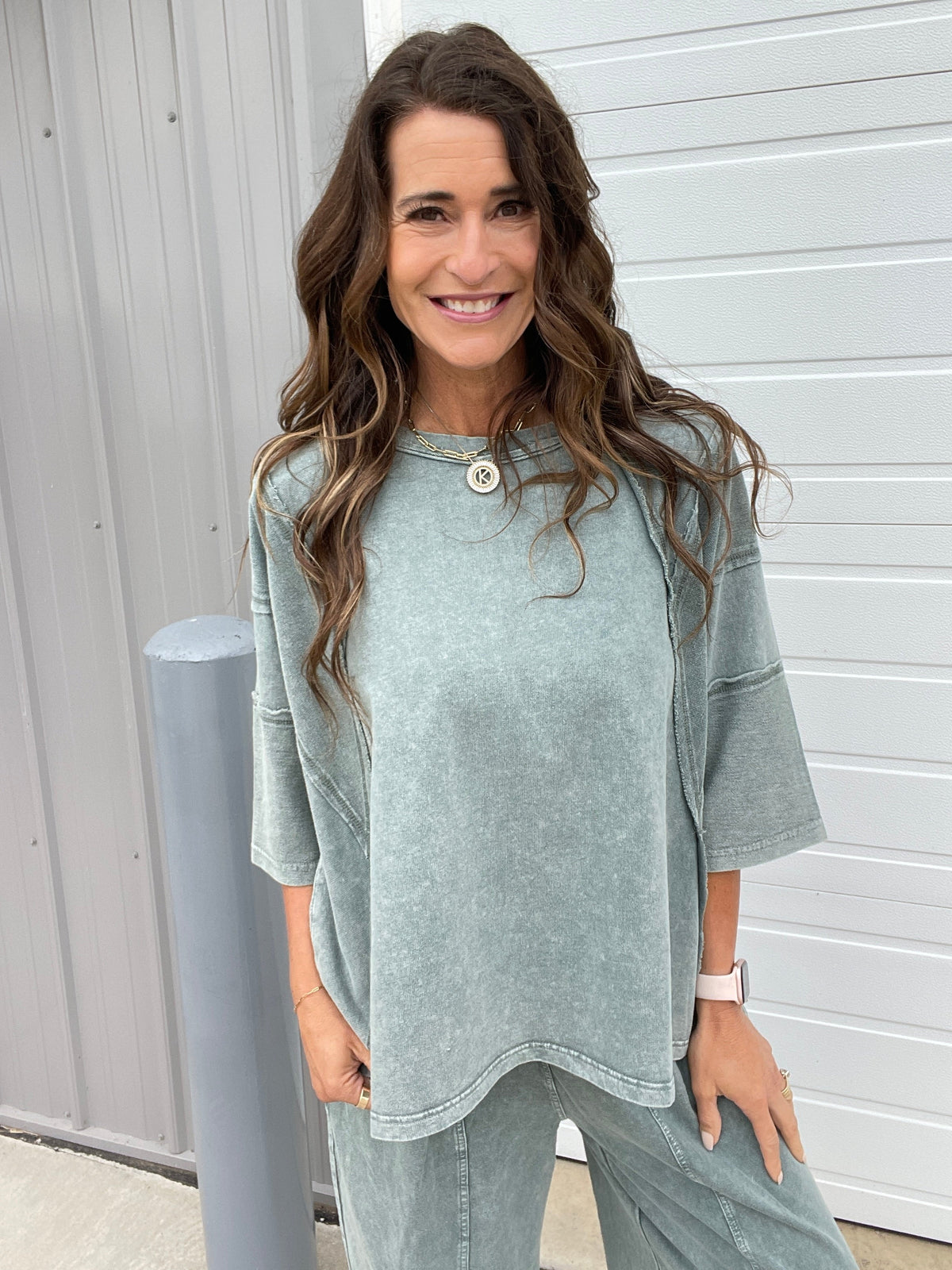 There For Me Mineral Washed Top In 3 Colors: Black, Mocha, Green *Final Sale*