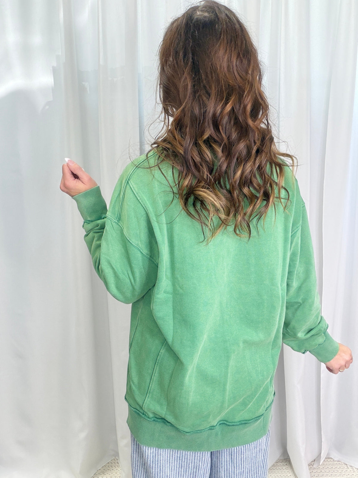 Washed Zipper Pocket Crewneck In 2 Colors