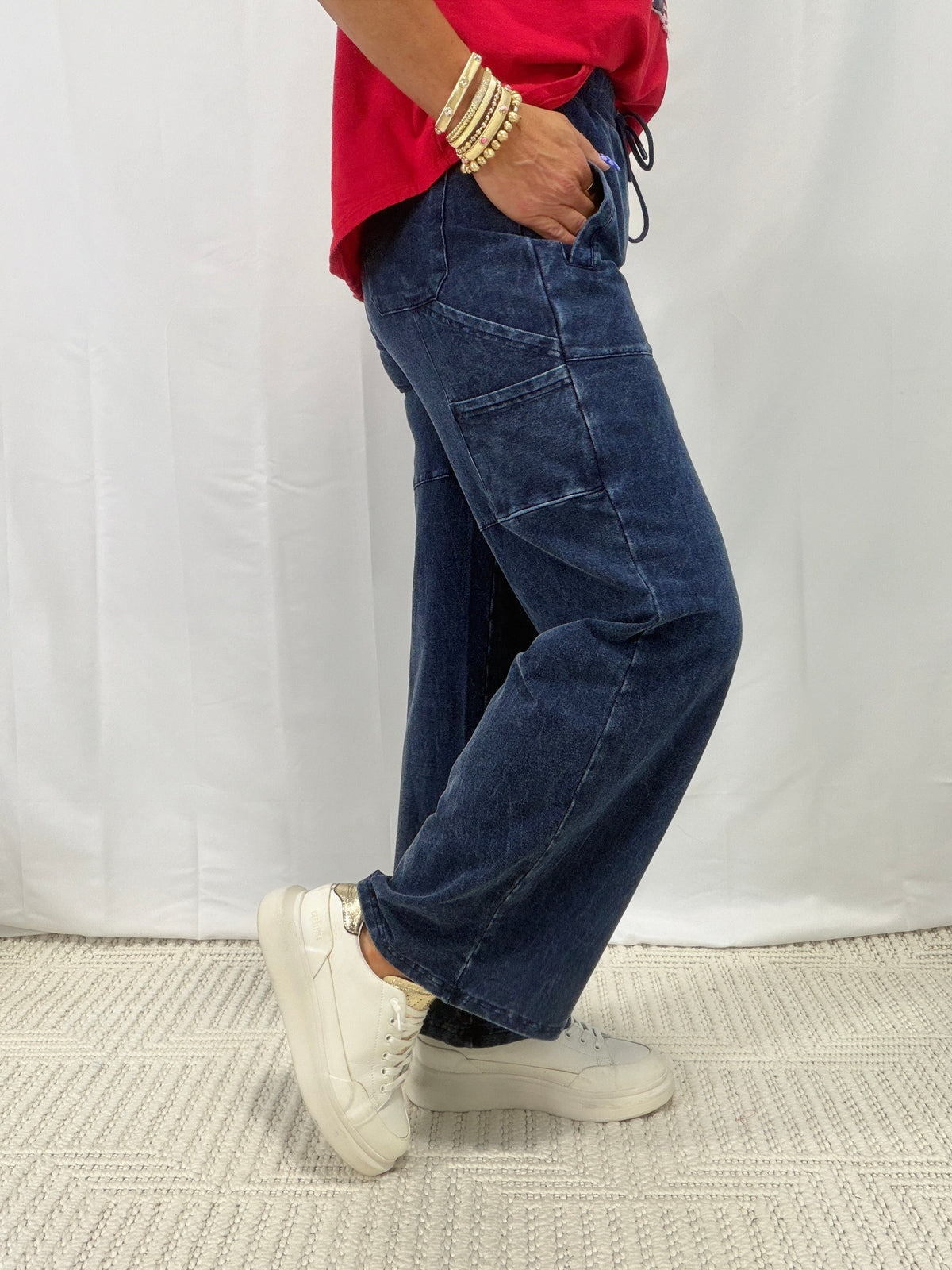 Move Mountains Mineral Wash Utility Pants In Denim