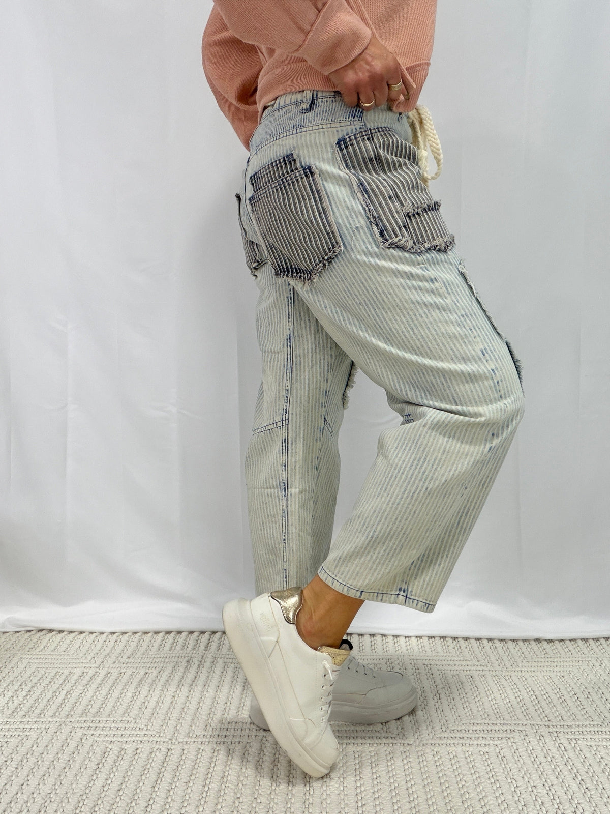 Oli & Hali Sweet Horizon Stripe Pants In Blue