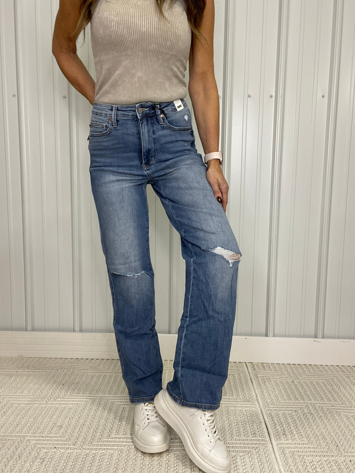 Judy Blue Tummy Control HIgh Rise Bardot Straight Leg Jean 785