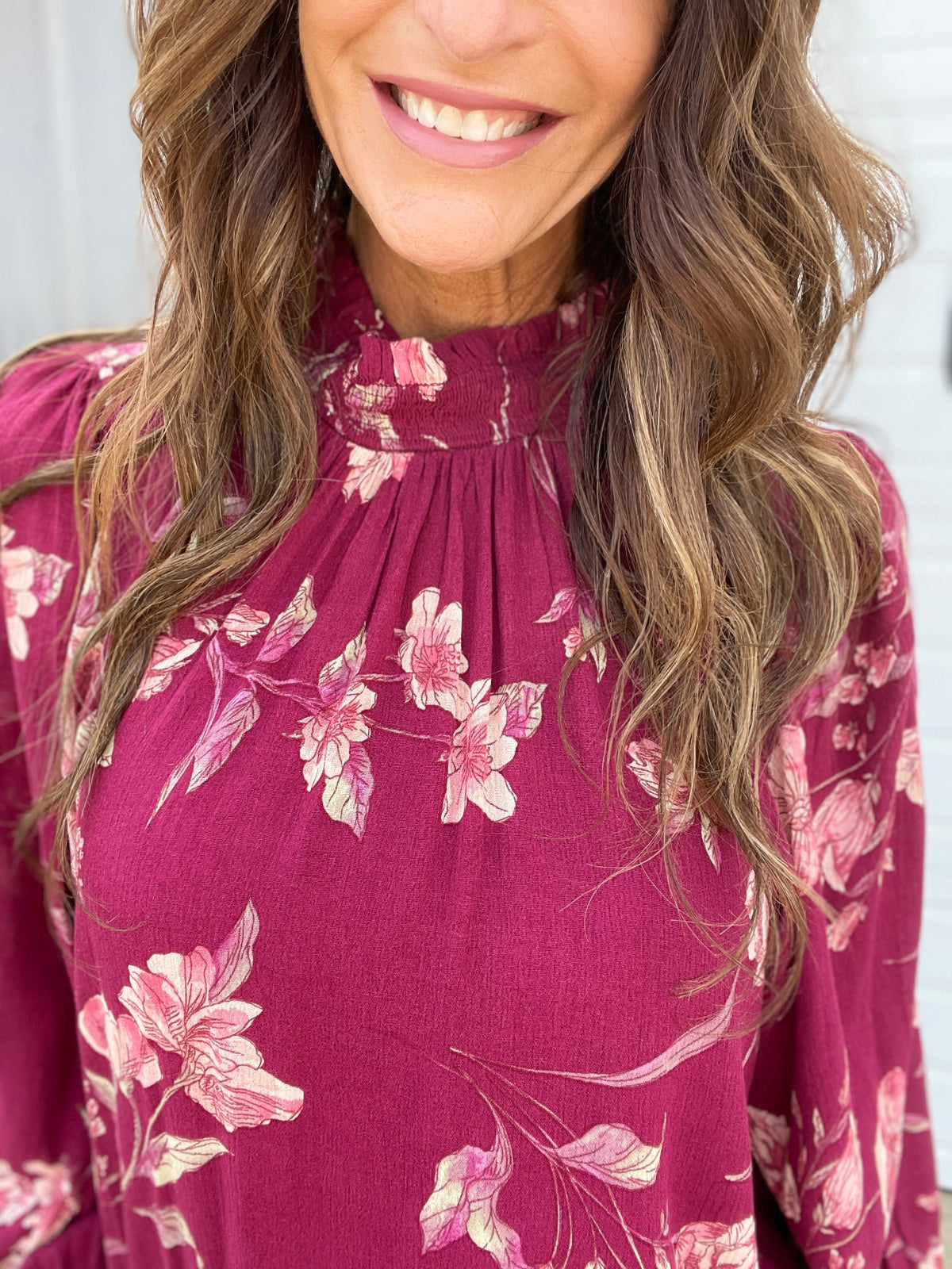 Where Have You Been Mock Neck Blouse In 3 Colors: Golden, Teal. Plum *Final Sale*