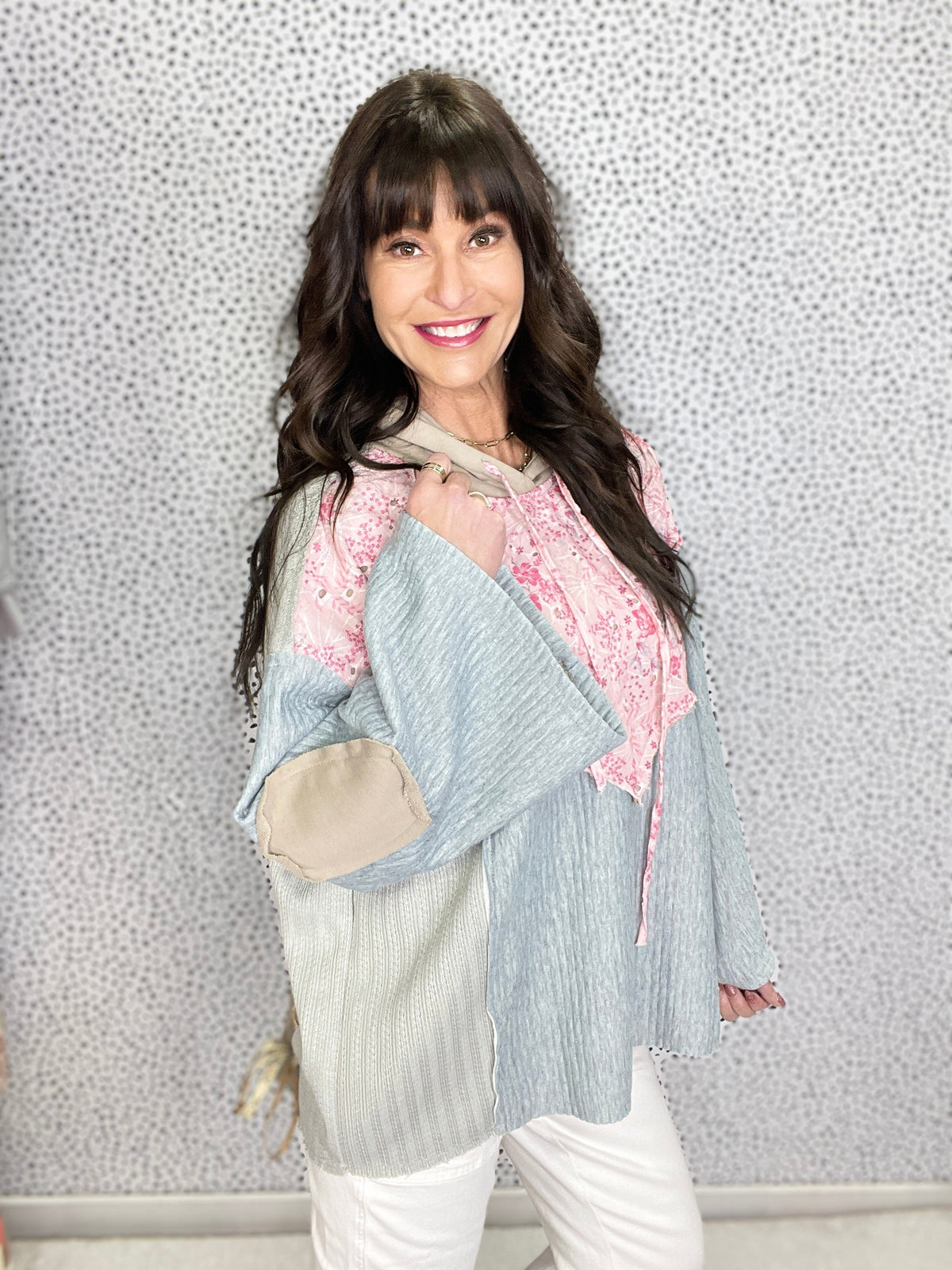POL Higher Places Hooded Bell Sleeve Top In Grey *Final Sale*