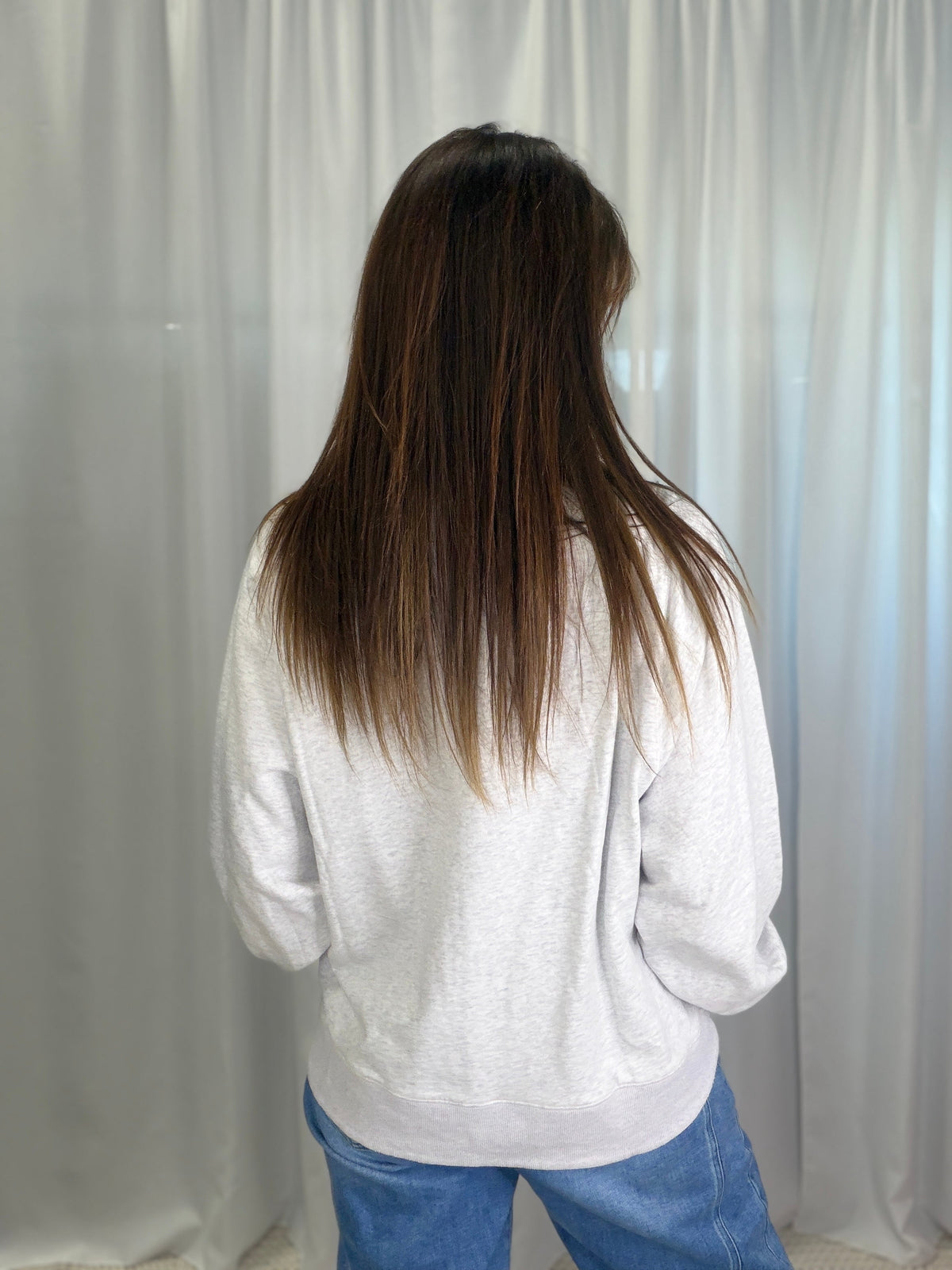 Americana Patchwork Pullover In Grey