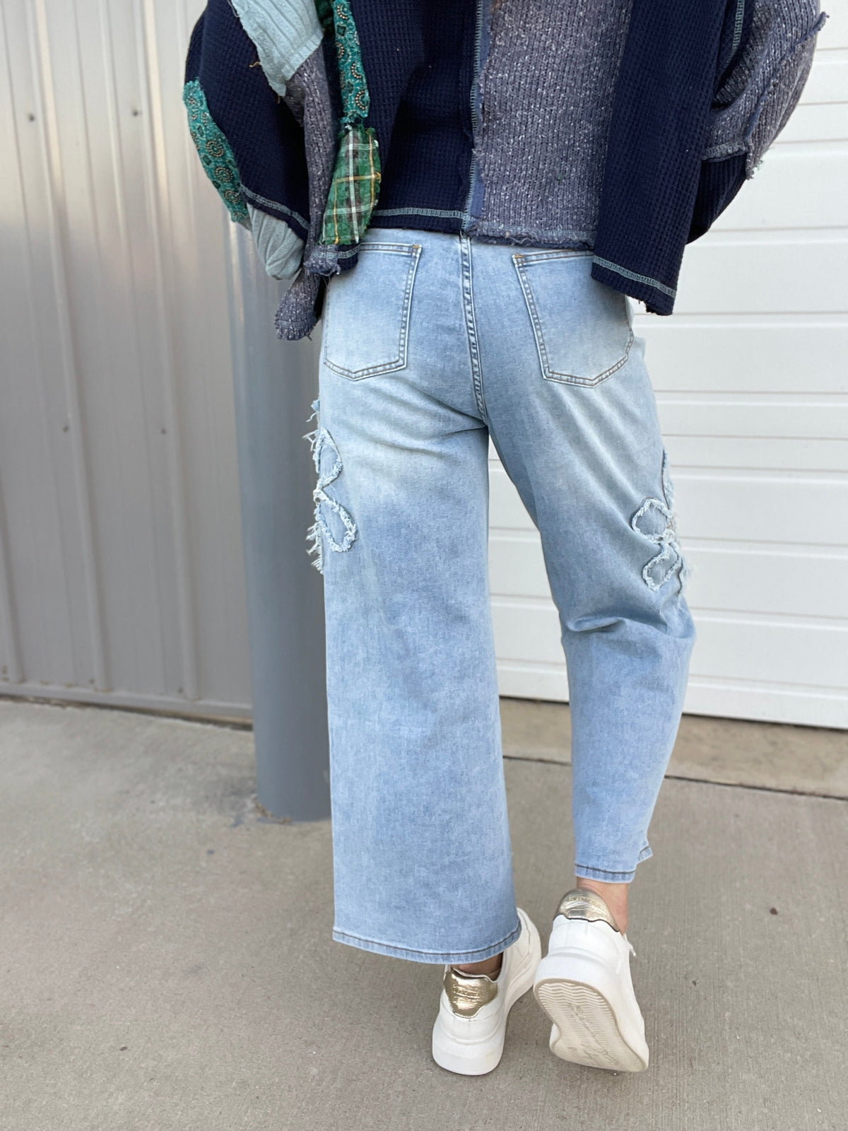 Garden Pick Flower Patch Jeans In 2 Colors: Blue, Black