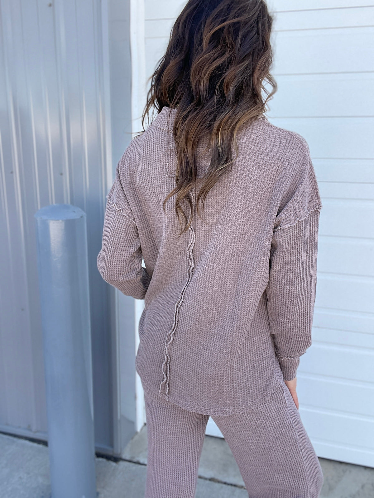 On To The Weekend Cotton Waffle Knit Top In 3 Colors: Black, Brown, Blue