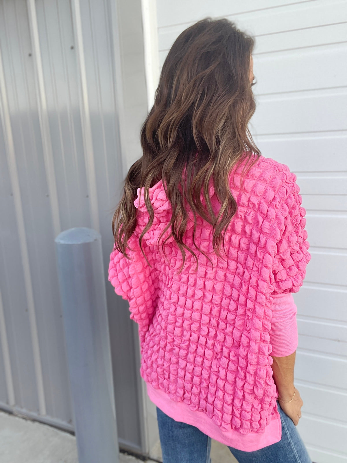 Bubbly Bliss Loose Fit Bubble Hoodie In 3 Colors: Black, Pink, Teal *Final Sale*