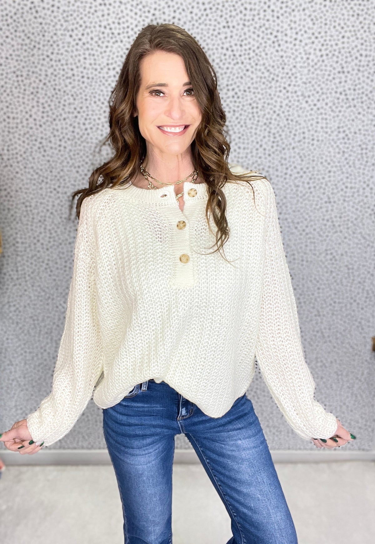 I'm Here Three Button Front Lightweight Sweater In 2 Colors *Final Sale*