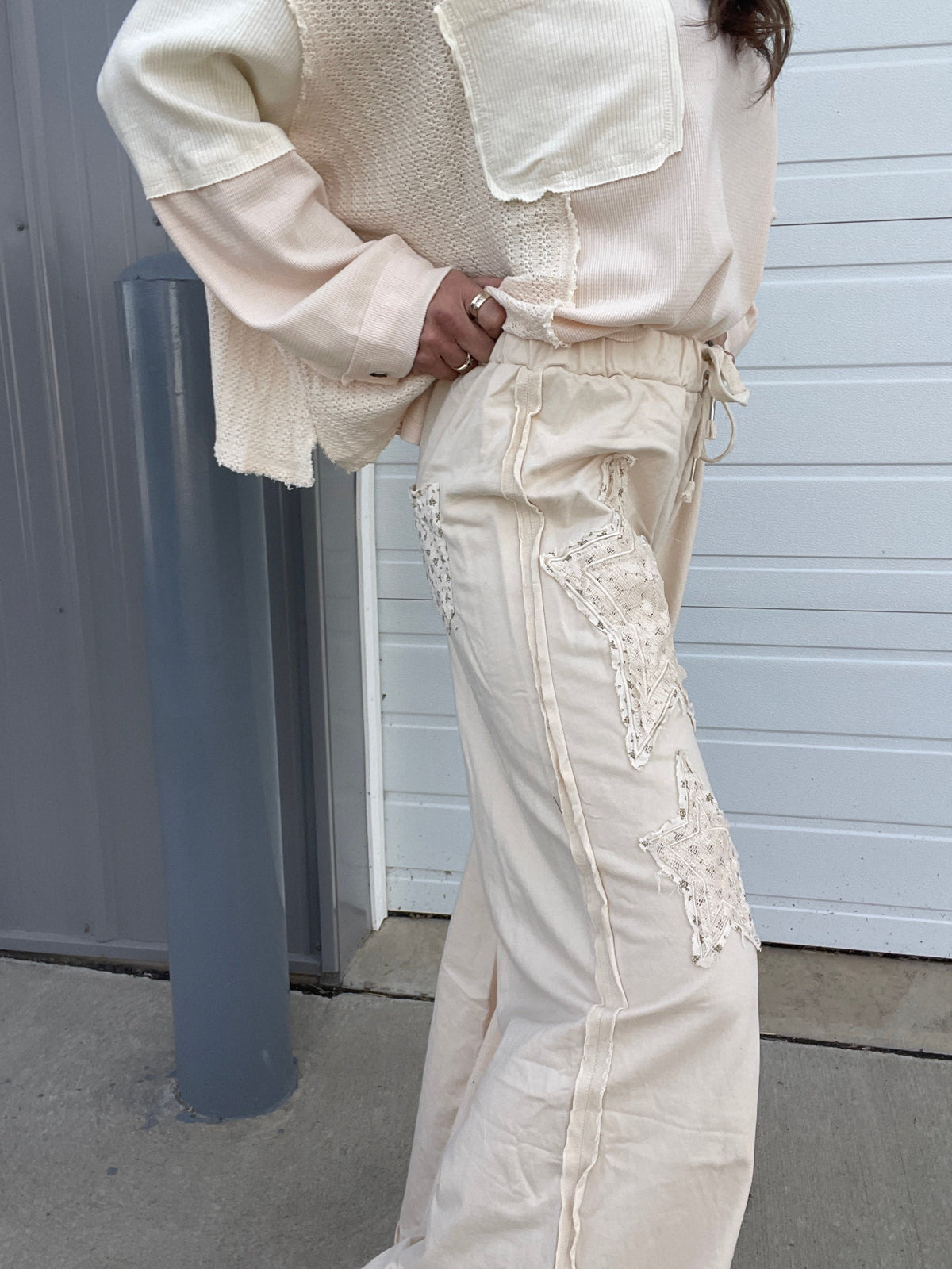 POL Star Light Star Bright Wide Leg Star Patch Pants In 2 Colors *Final Sale*