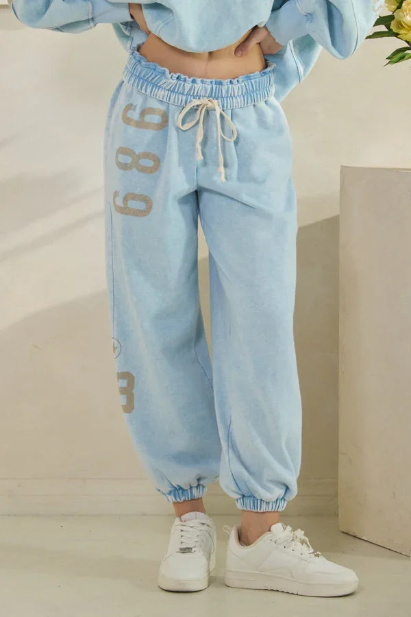 Oli & Hali Washed Number Printed Joggers *Final Sale*