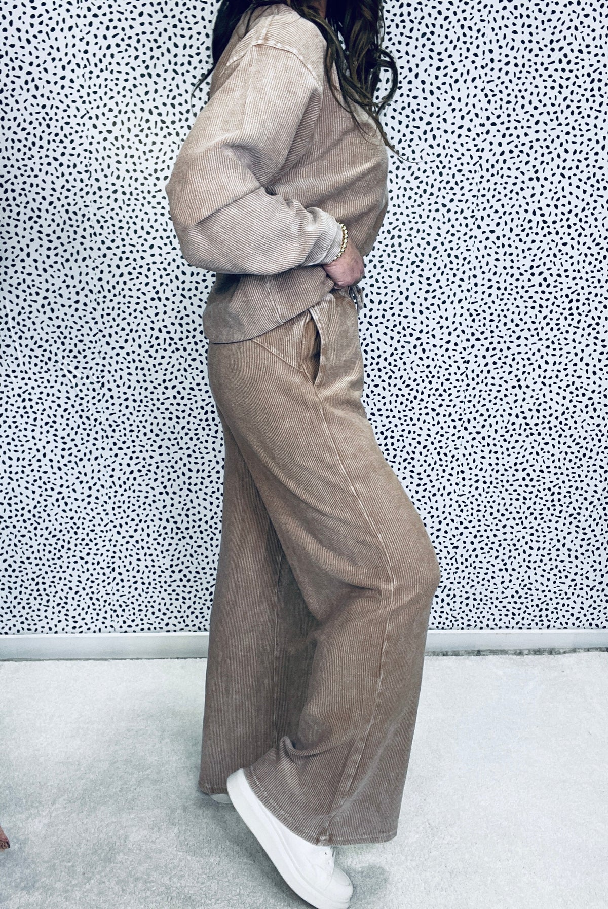Snow Washed Corded Straight Leg Pants In 3 Colors
