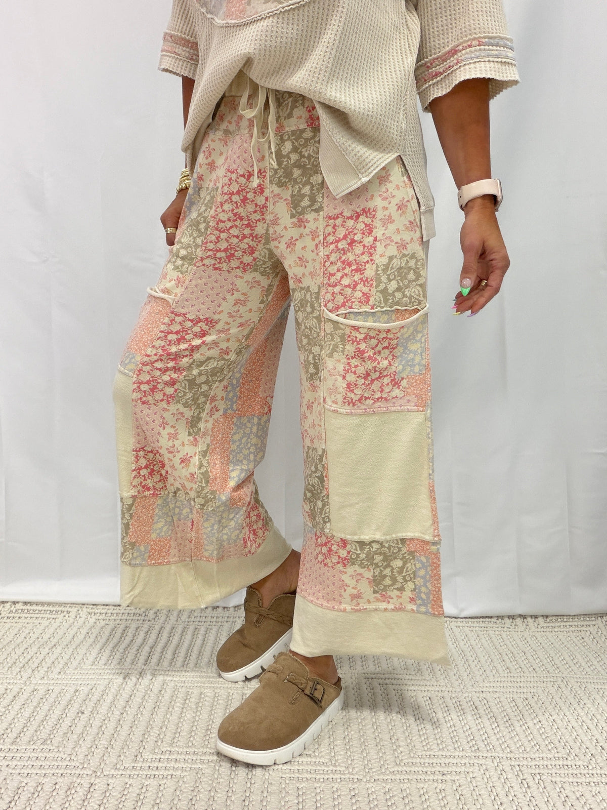 Wildflower Wander Patchwork Mineral Washed Pants In 2 Colors