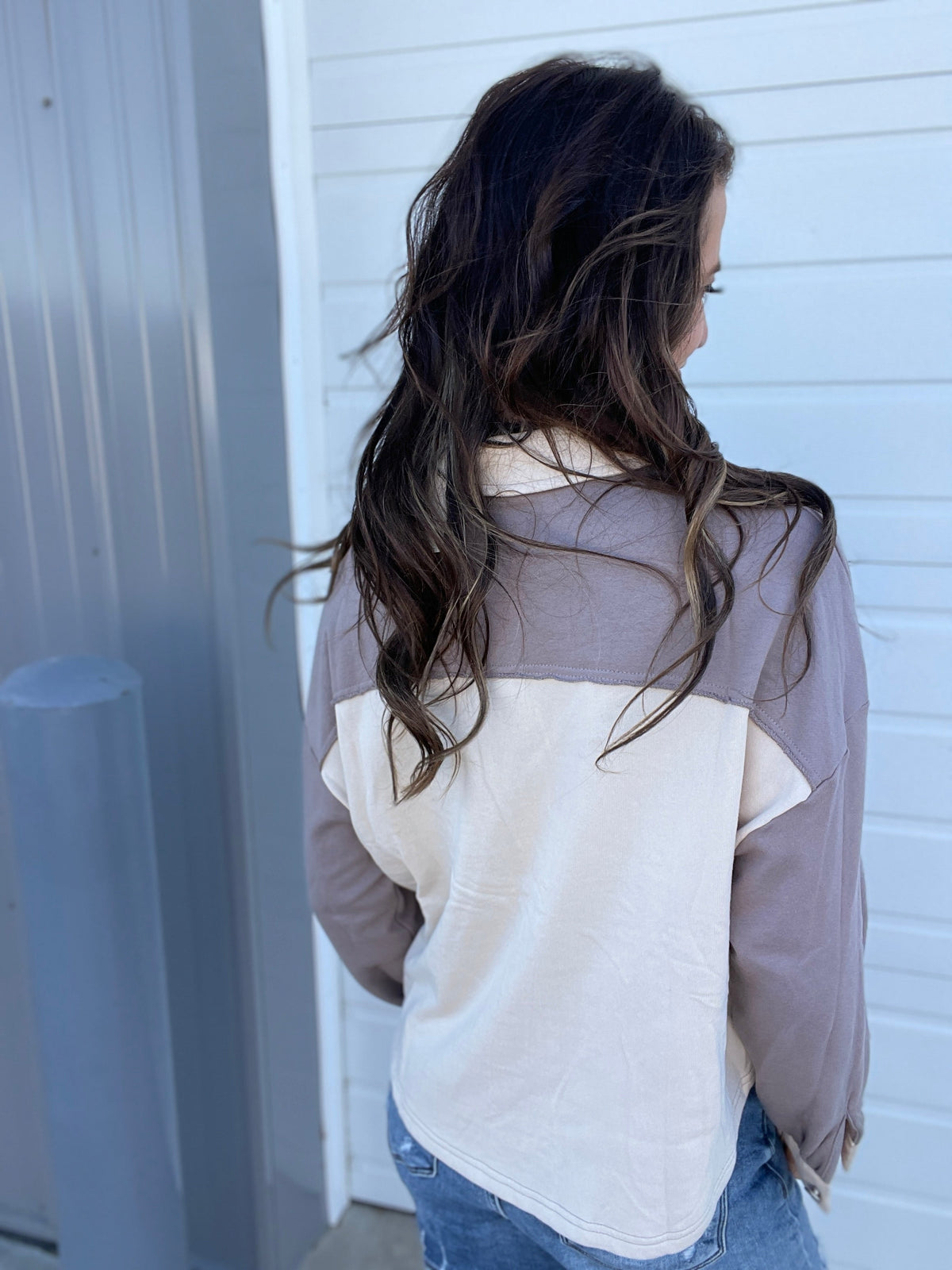 Urban Chill Colorblock Shacket In 2 Colors: Ash, Matcha