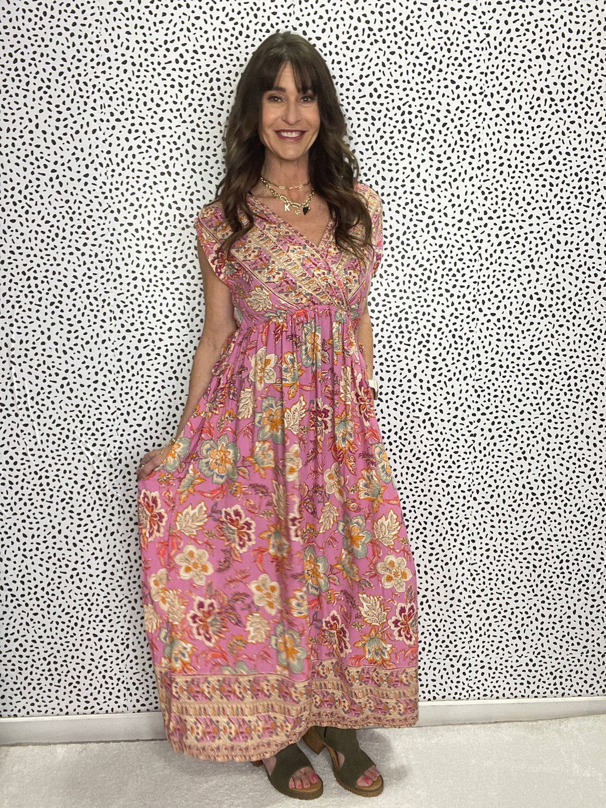 Tassel Breeze Sleeveless Corder Printed Challis Maxi Dress In 2 Colors *Final Sale*