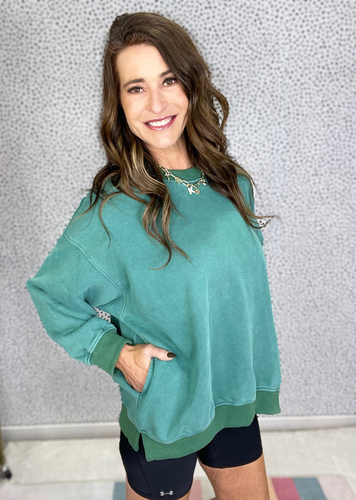 POL Simple Comfort Round Neck Long Sleeve Terry Knit Pullover Top In 3 Colors *Final Sale*