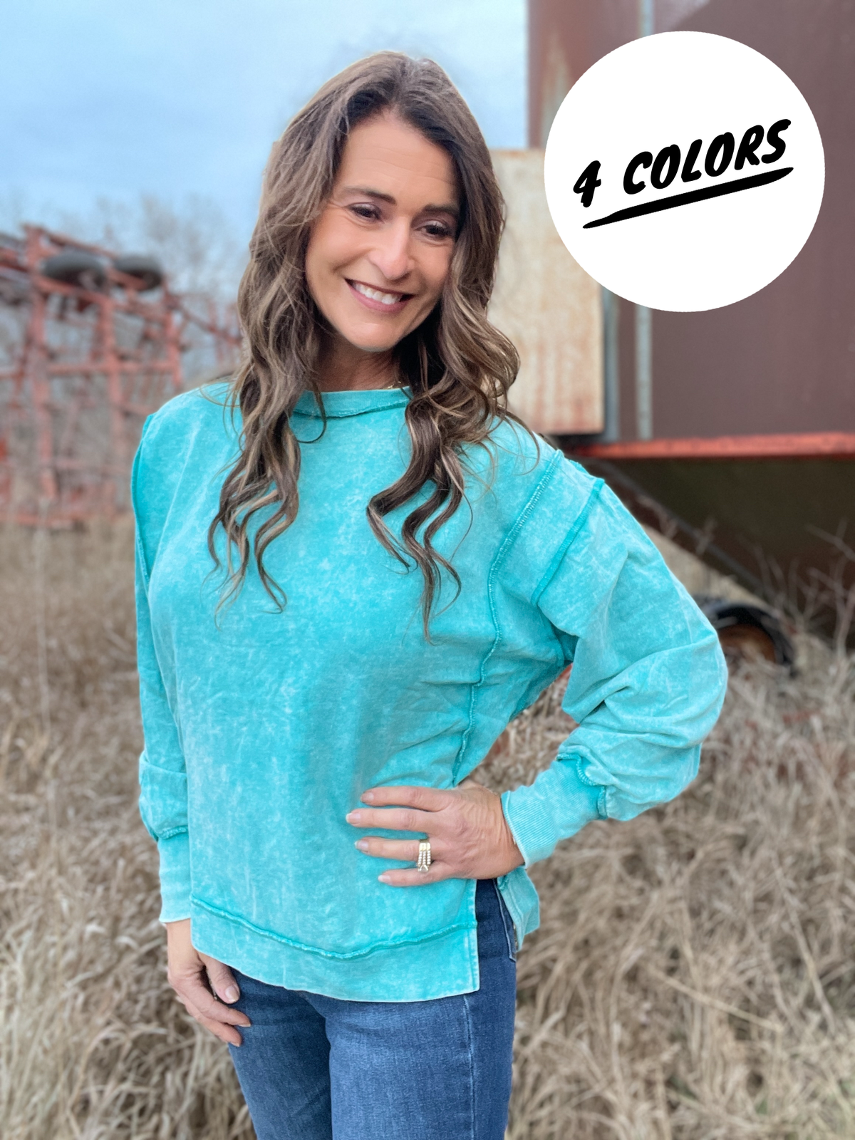 Give It Your All Seam Ice Detail Crewneck Top In 4 Colors *Final Sale*