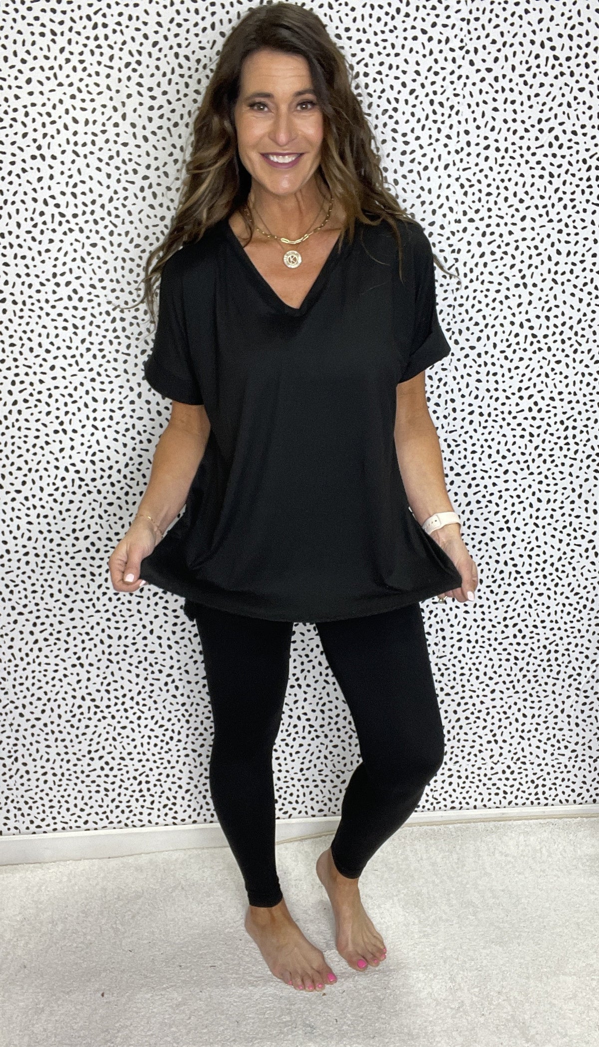 Going For It Buttery Soft VNeck Short Sleeve Lounge Set In Black *Final Sale*