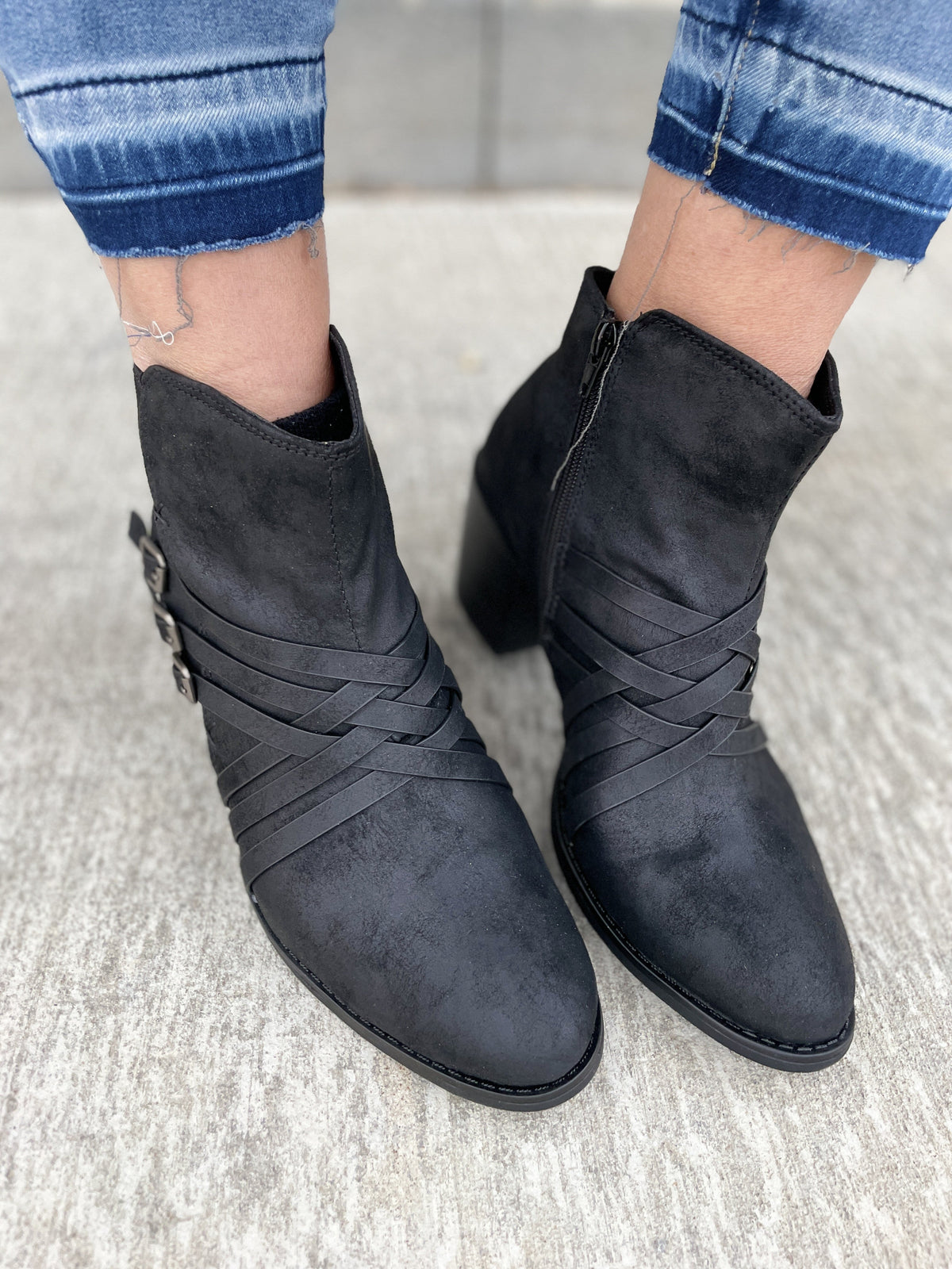 Black Crossing The Lines Booties *Final Sale*