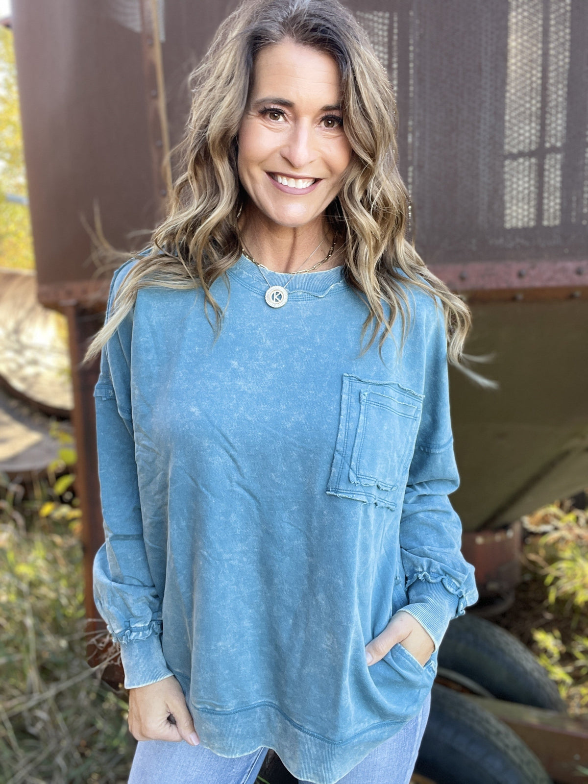 Frosted Details Casual Pullover Crewneck Top In 6 Colors *Final Sale*