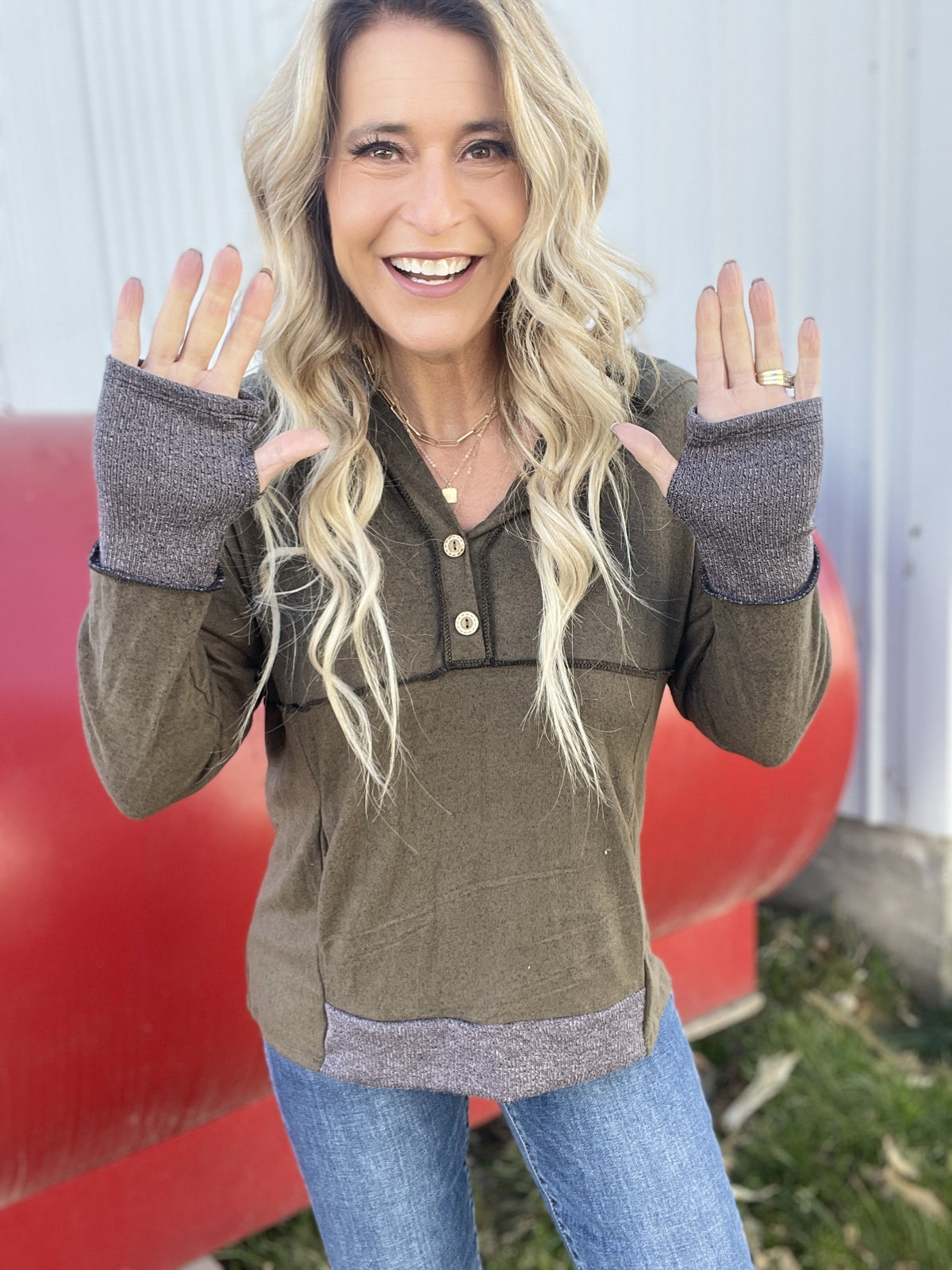 Olive Tones Thumb Hole Top *Final Sale*