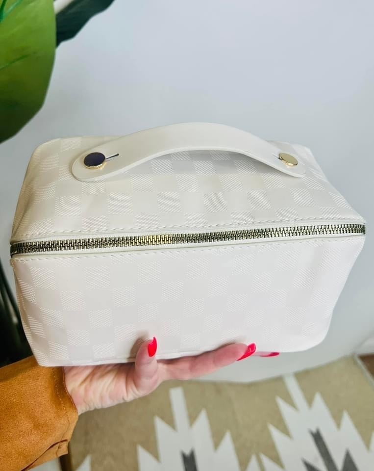 Checkered Makeup Cosmetic Bag