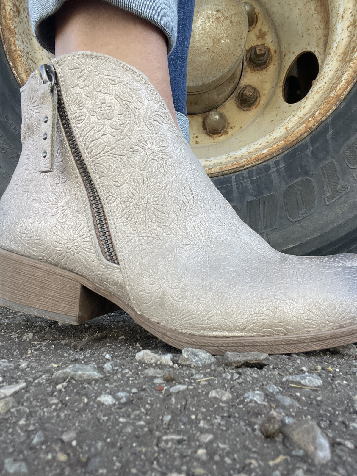 Very G Divine Tooled Booties In 2 Colors: Cream, Black *Final Sale*