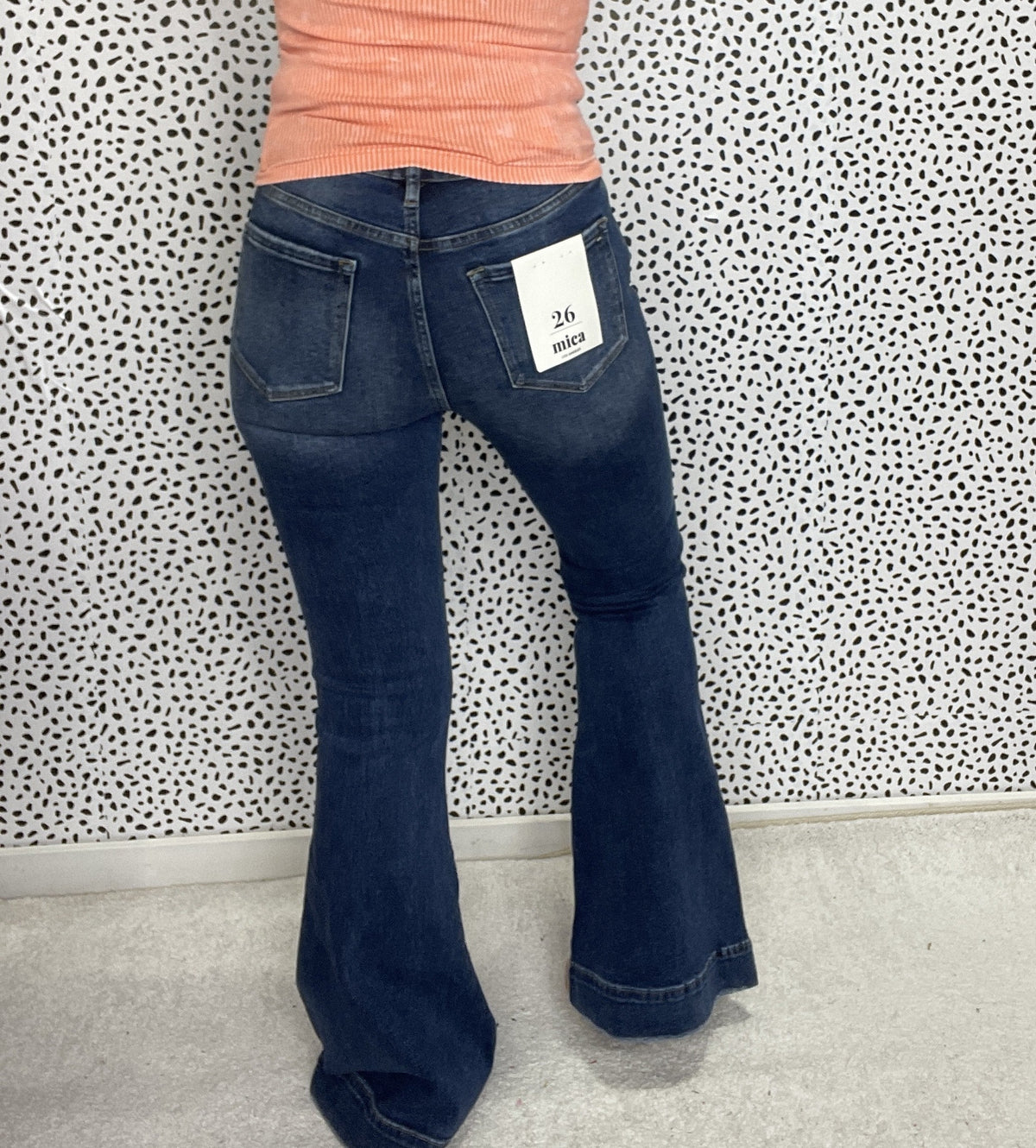 Mica Avery HIgh Non Distressed Rise Trouser Hem Flare Jeans 213