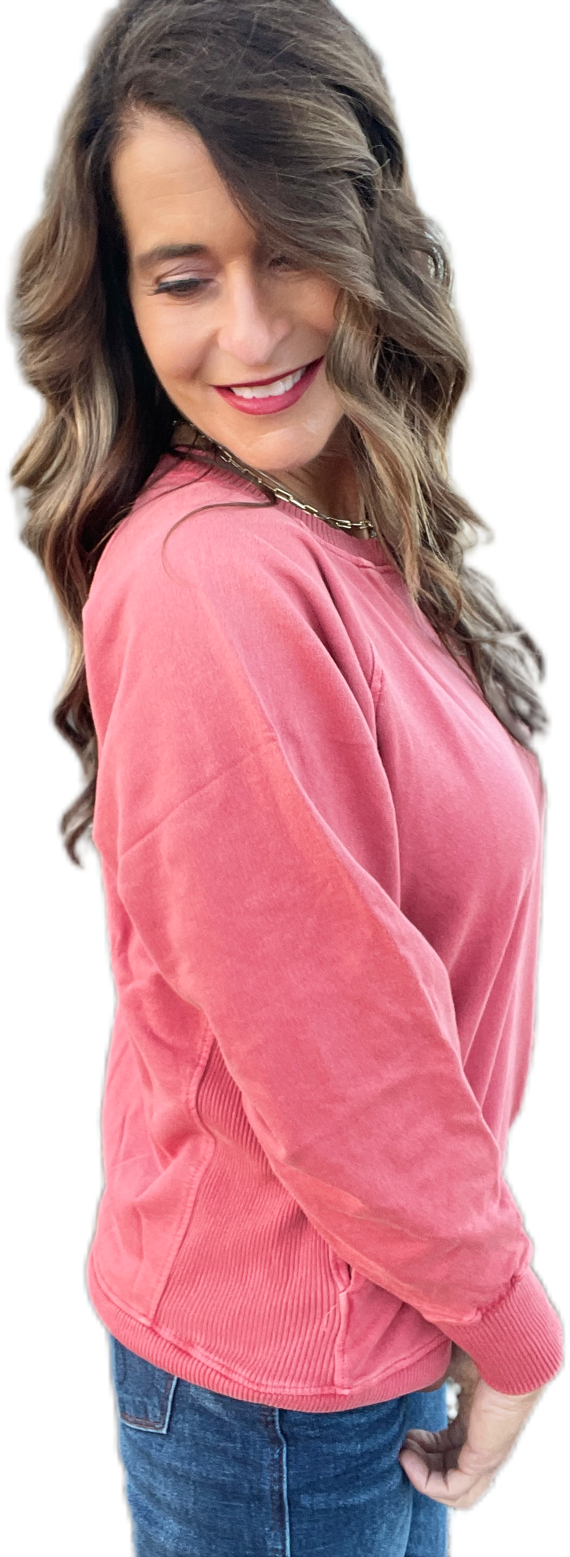 Cloud Wash Weekender Pullover With Pockets In Red *Final Sale*