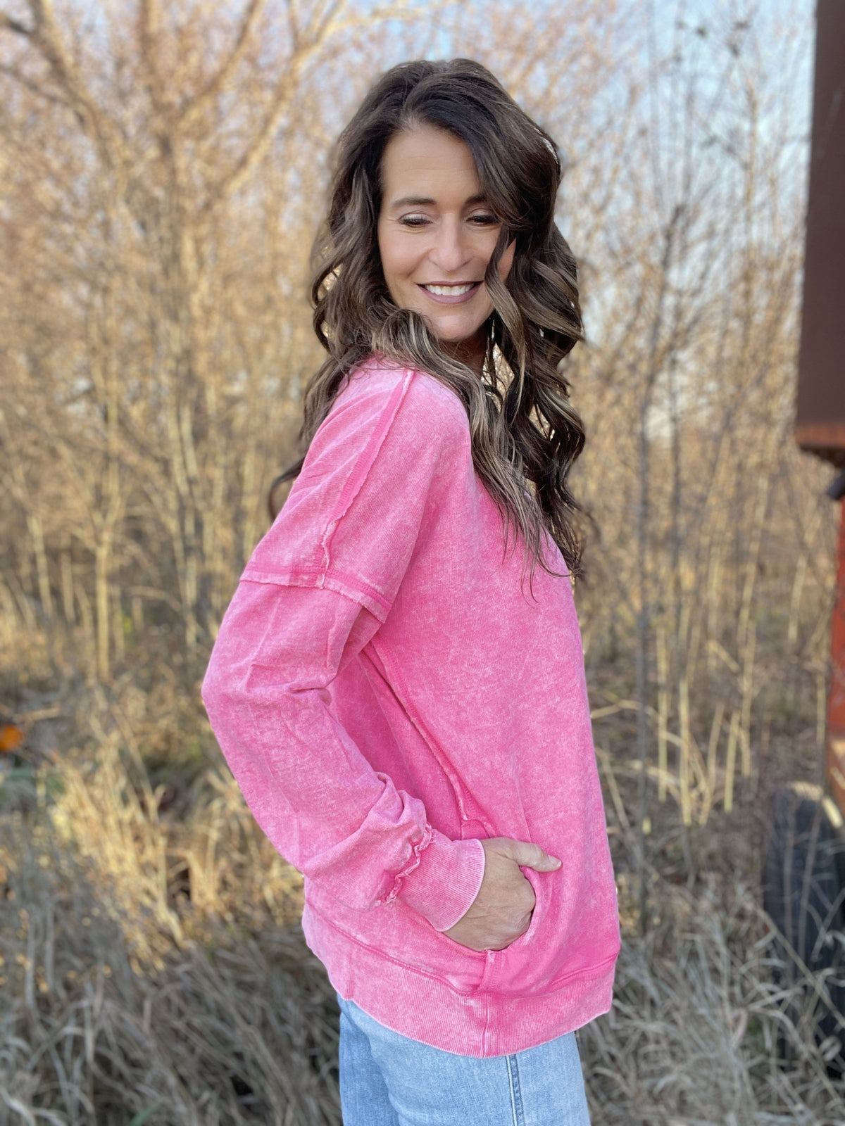 Frosted Details Casual Pullover Crewneck Top In 4 Colors *Final Sale*