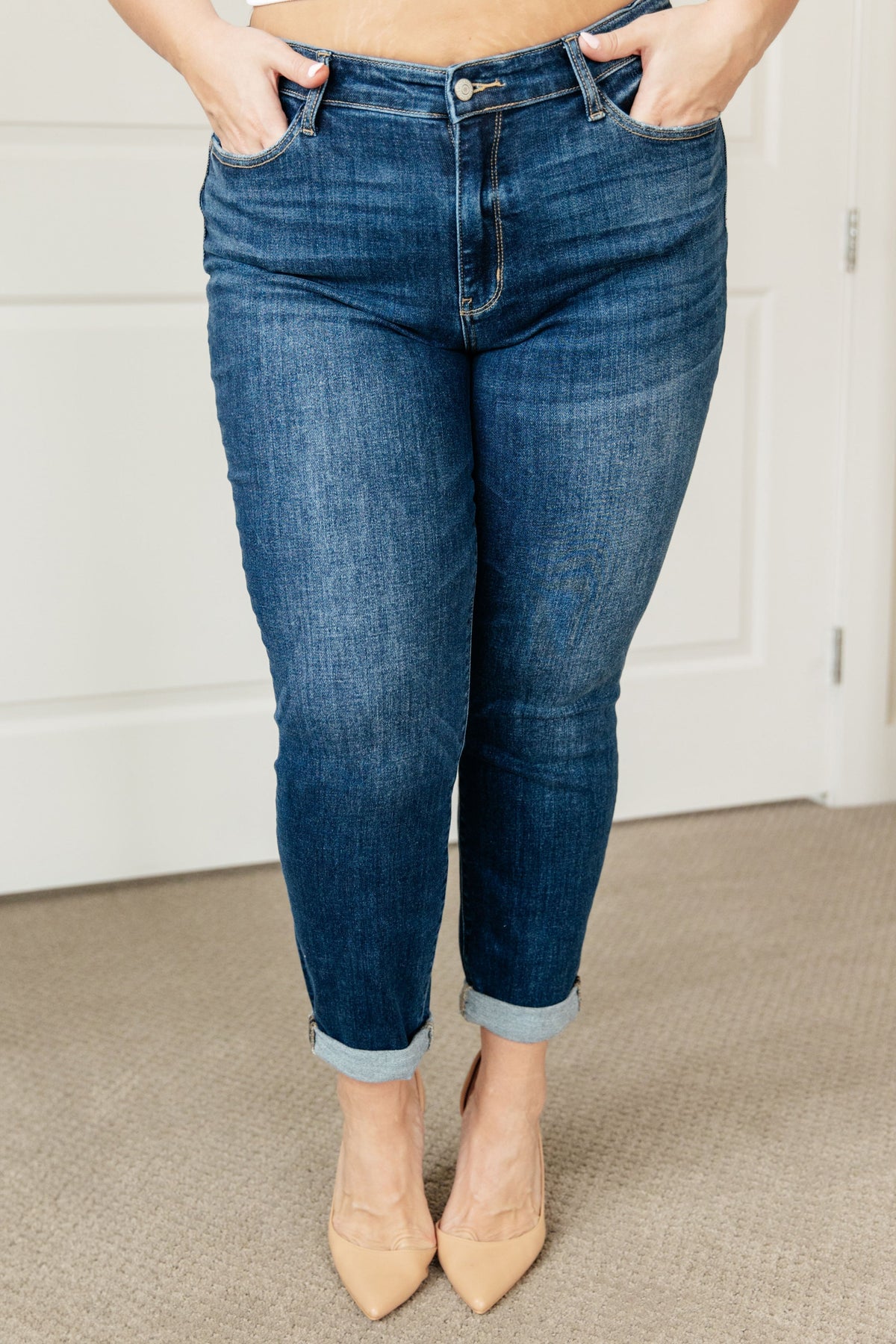 Judy Blue Lindie Midrise Cuffed Boyfriend Jeans - duplicate