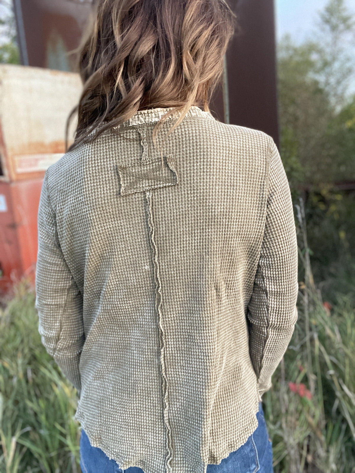 Up For It Washed Henley Waffle Top In 5 Colors *Final Sale*